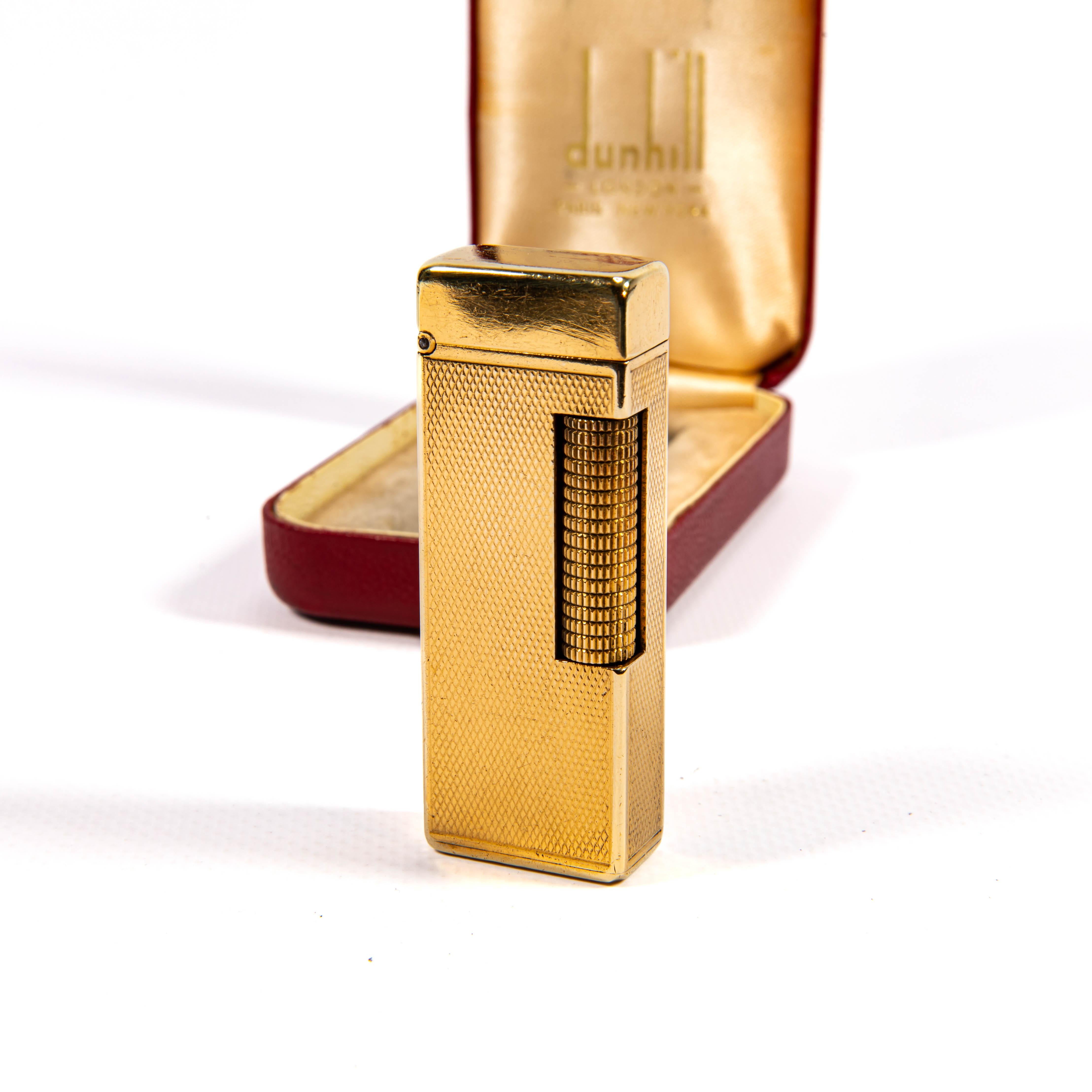 Vintage Gold Plated DUNHILL Rollagas Lighter in Box 1950s Bon état - En vente à DELFT, NL