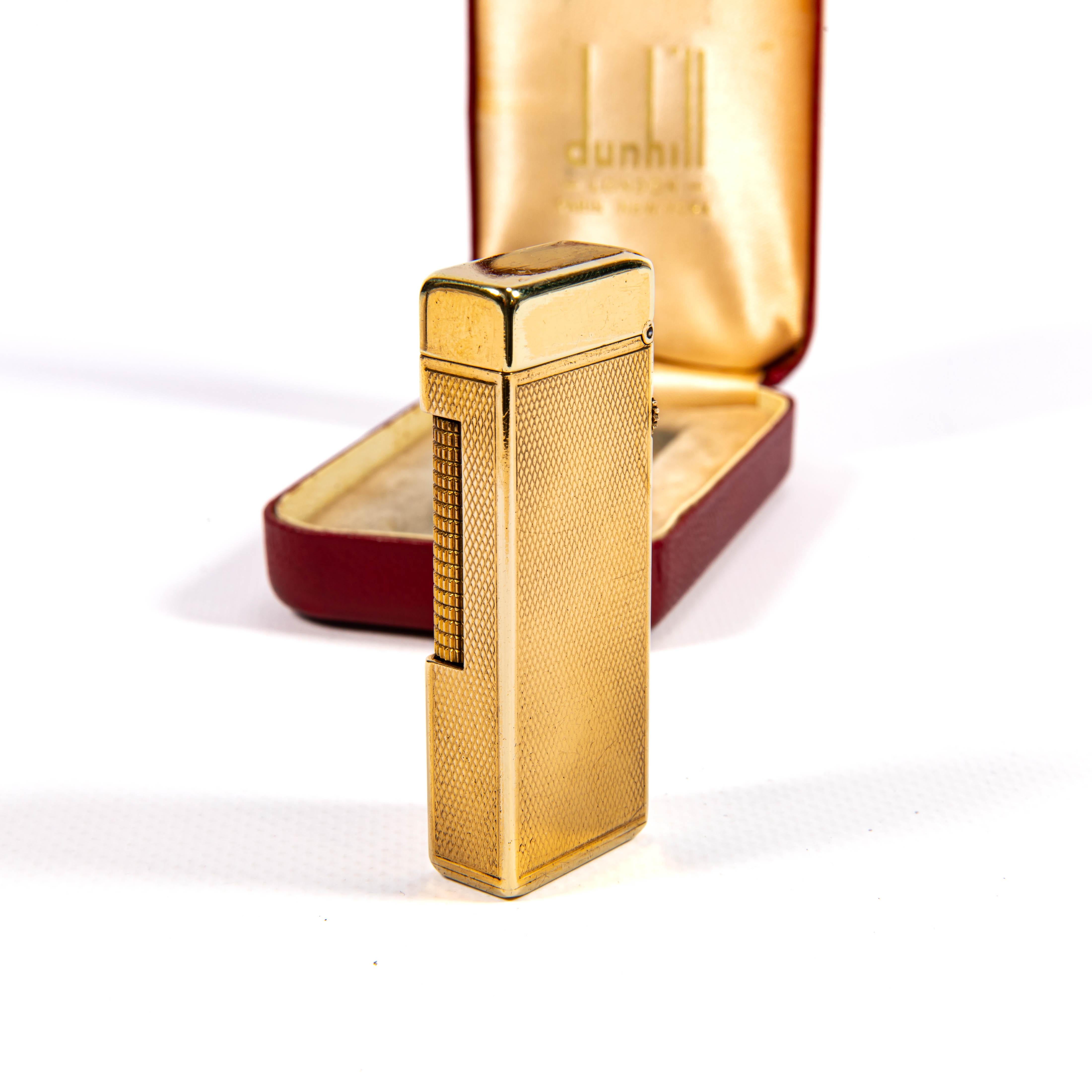 Vintage Gold Plated DUNHILL Rollagas Lighter in Box 1950s Unisexe en vente