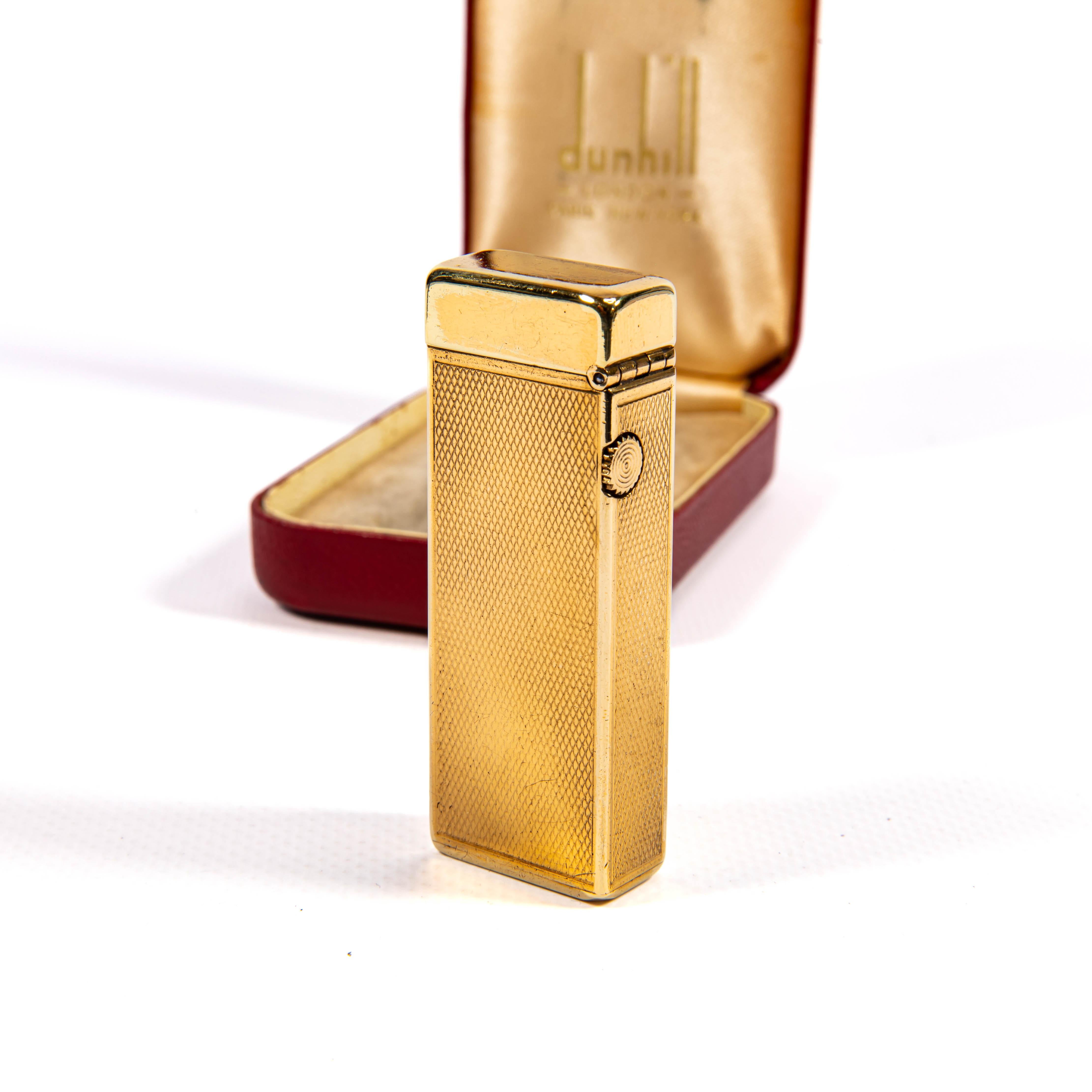 Vintage Gold Plated DUNHILL Rollagas Lighter in Box 1950s en vente 1