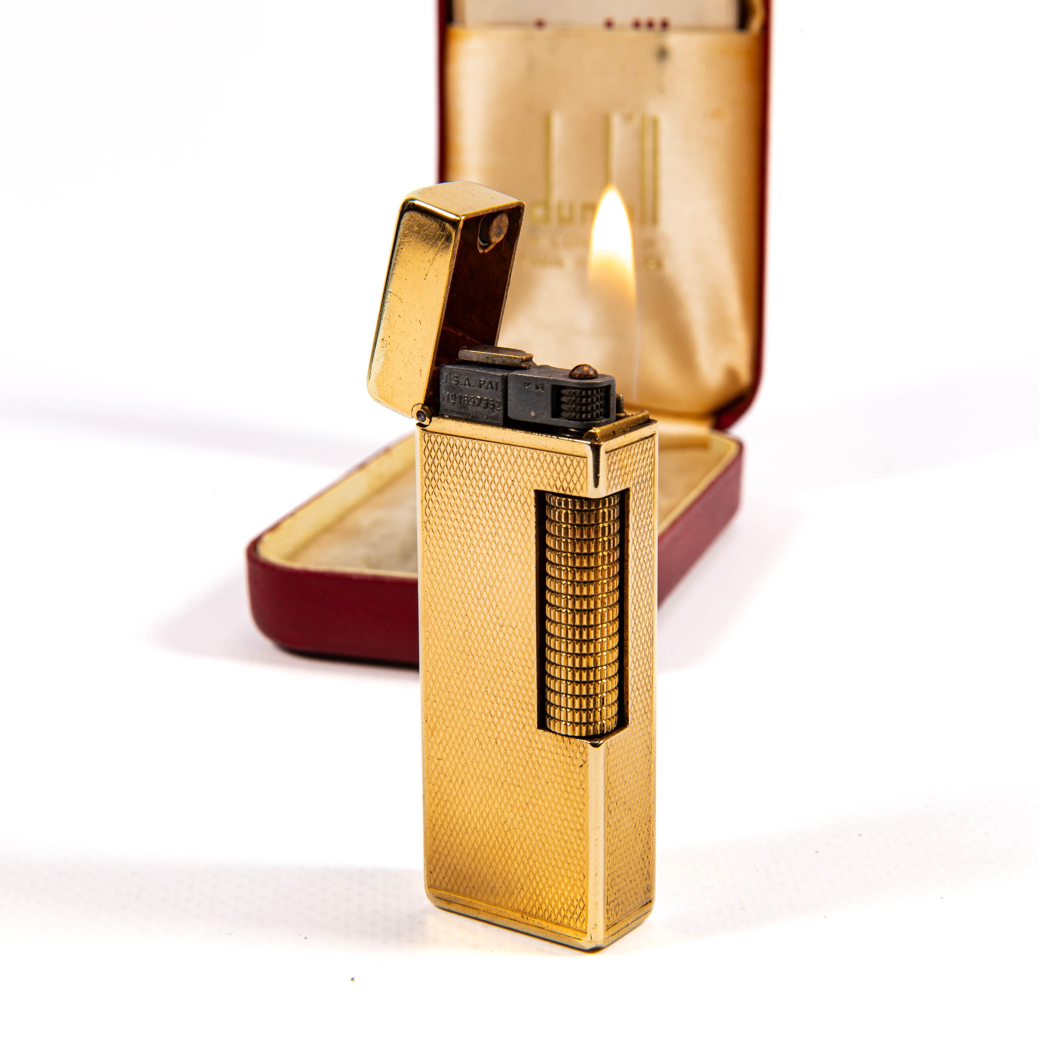 Vintage Gold Plated DUNHILL Rollagas Lighter in Box 1950s en vente 3