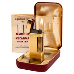 Vintage Gold Plated DUNHILL Rollagas Lighter in Box 1950s
