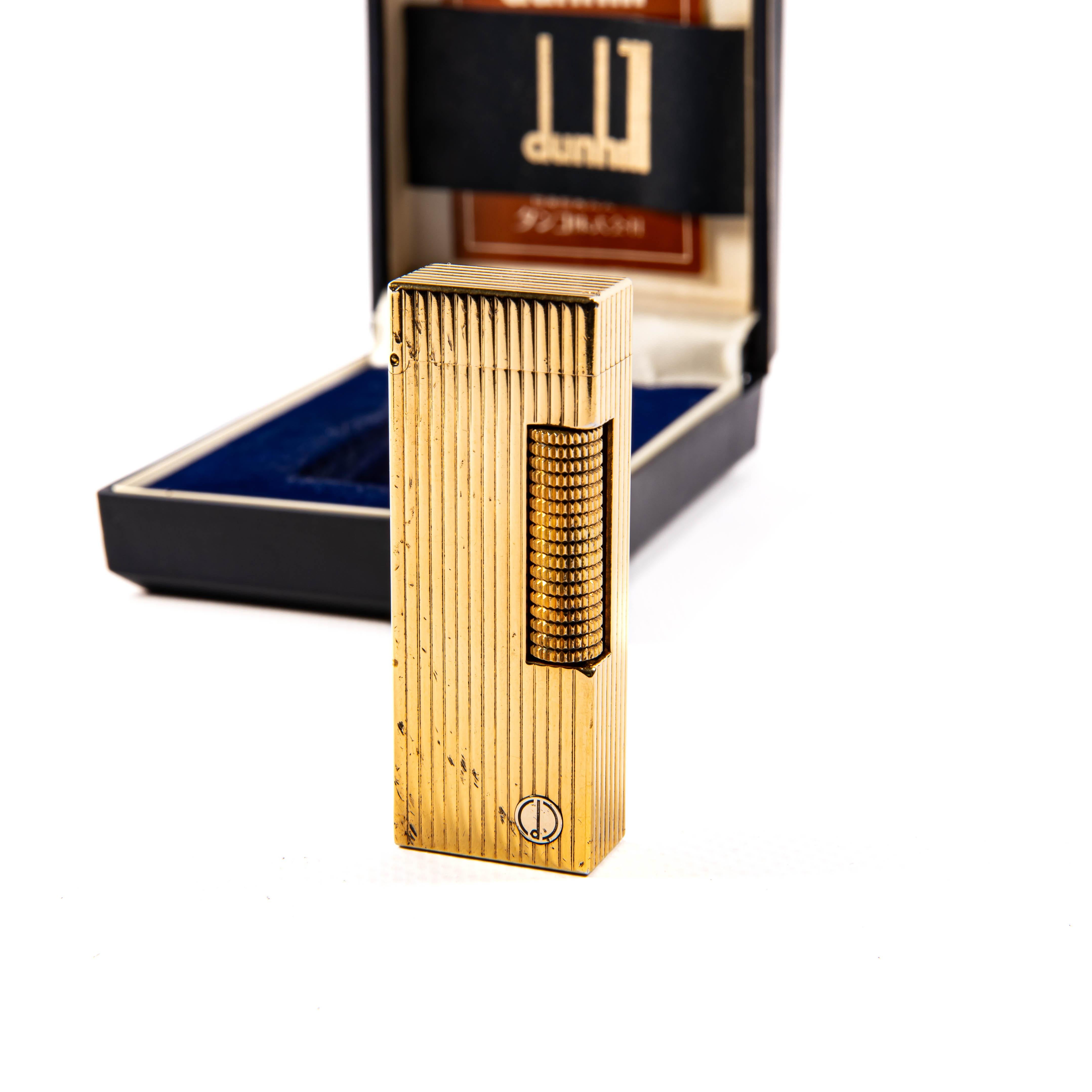 Vergoldete DUNHILLILL Rollagas-Leuchten Linien im Vintage-Stil in Schachtel 1980er Jahre im Zustand „Gut“ im Angebot in DELFT, NL