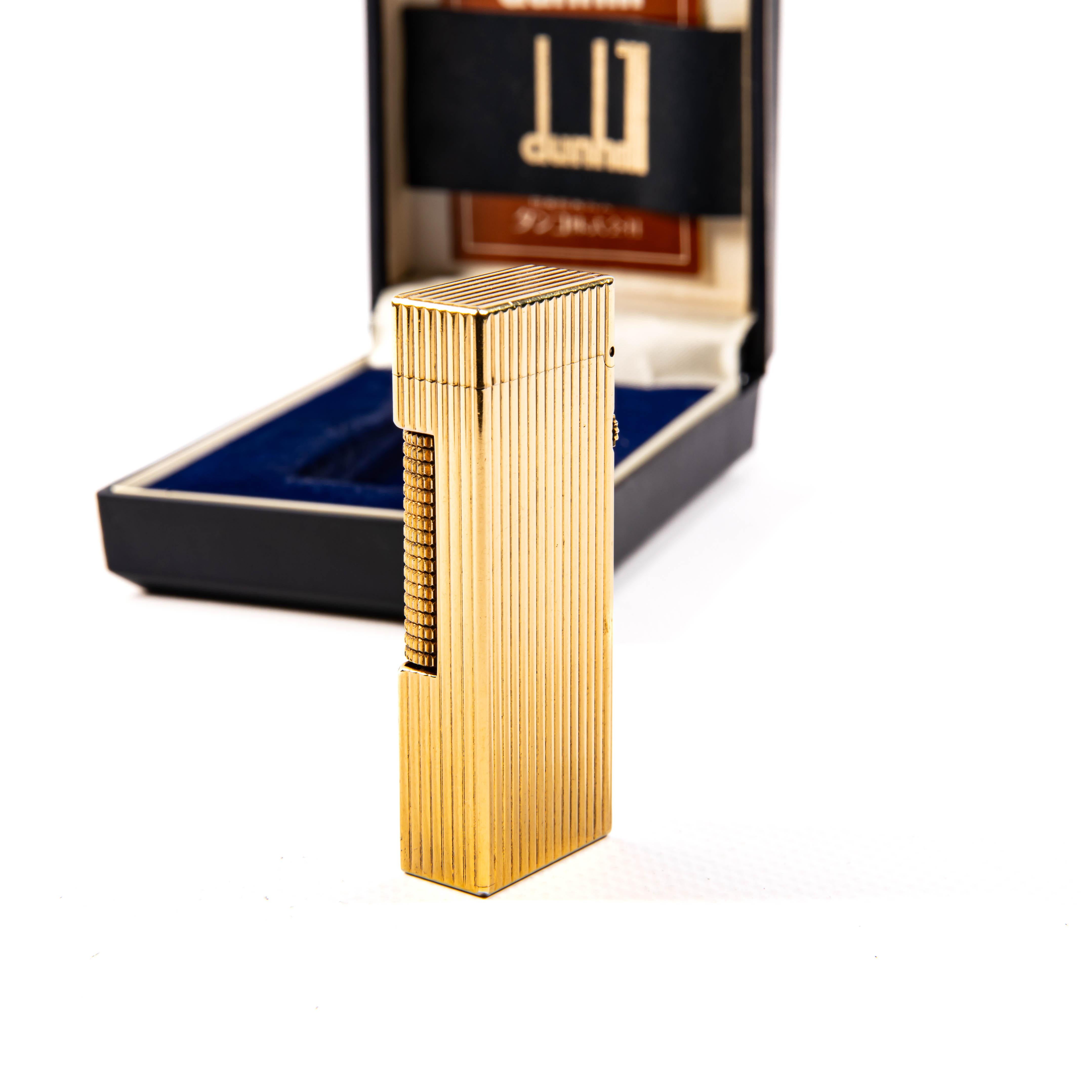 Vergoldete DUNHILLILL Rollagas-Leuchten Linien im Vintage-Stil in Schachtel 1980er Jahre für Damen oder Herren im Angebot