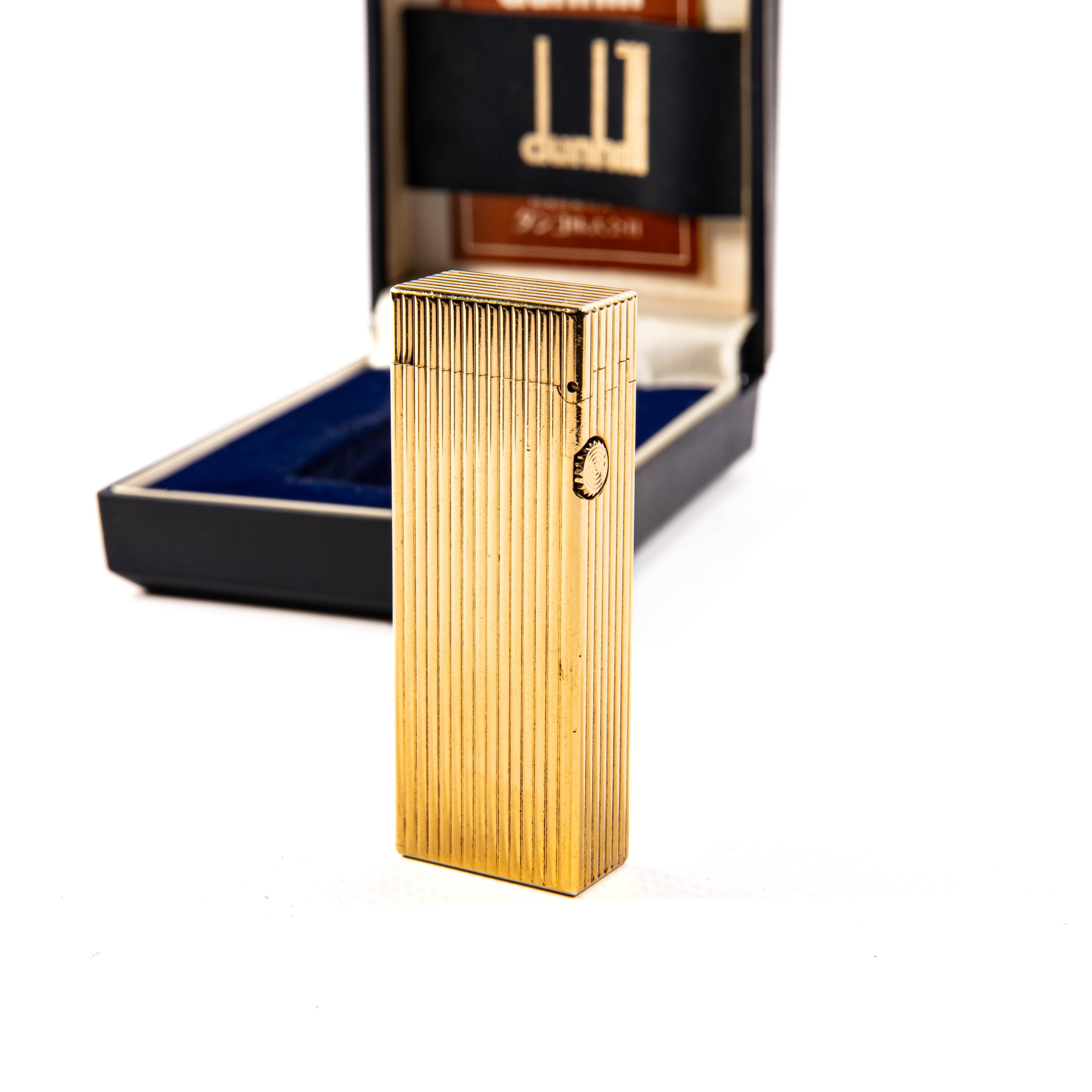 Vergoldete DUNHILLILL Rollagas-Leuchten Linien im Vintage-Stil in Schachtel 1980er Jahre im Angebot 1