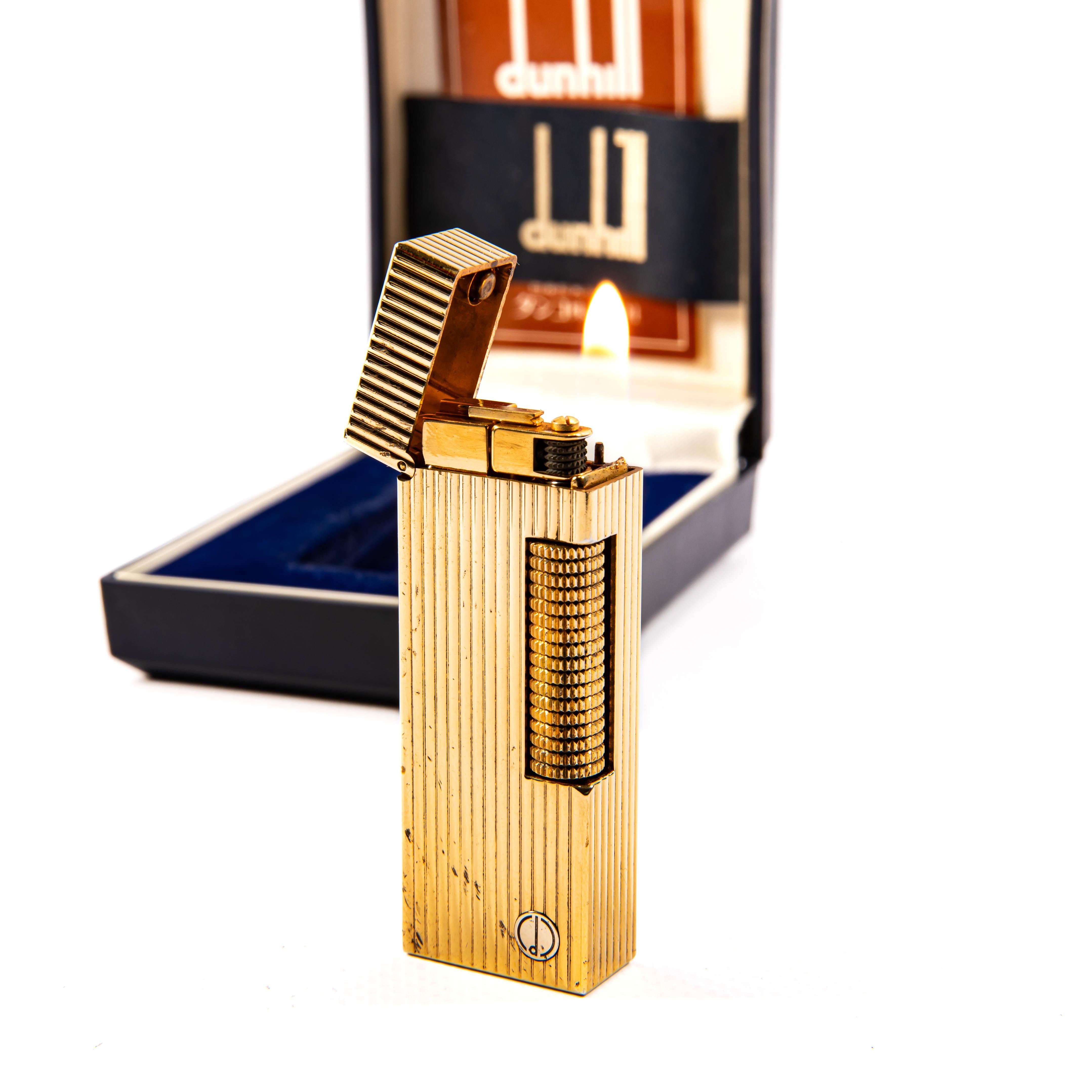 Vergoldete DUNHILLILL Rollagas-Leuchten Linien im Vintage-Stil in Schachtel 1980er Jahre im Angebot 3
