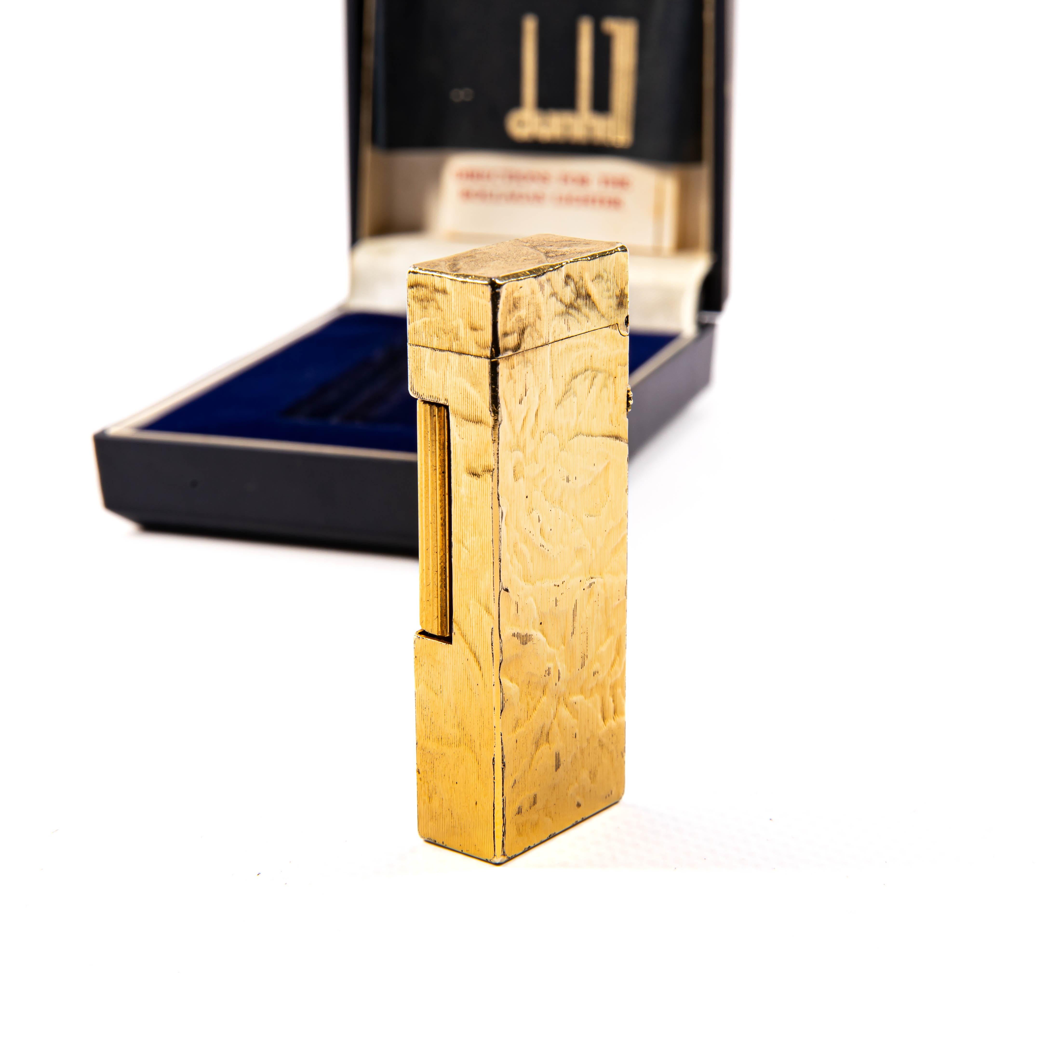 Vintage vergoldete DUNHILL Rollagas Leuchte aus Moire aus Seide, Vintage, in Karton, 1980er Jahre für Damen oder Herren im Angebot