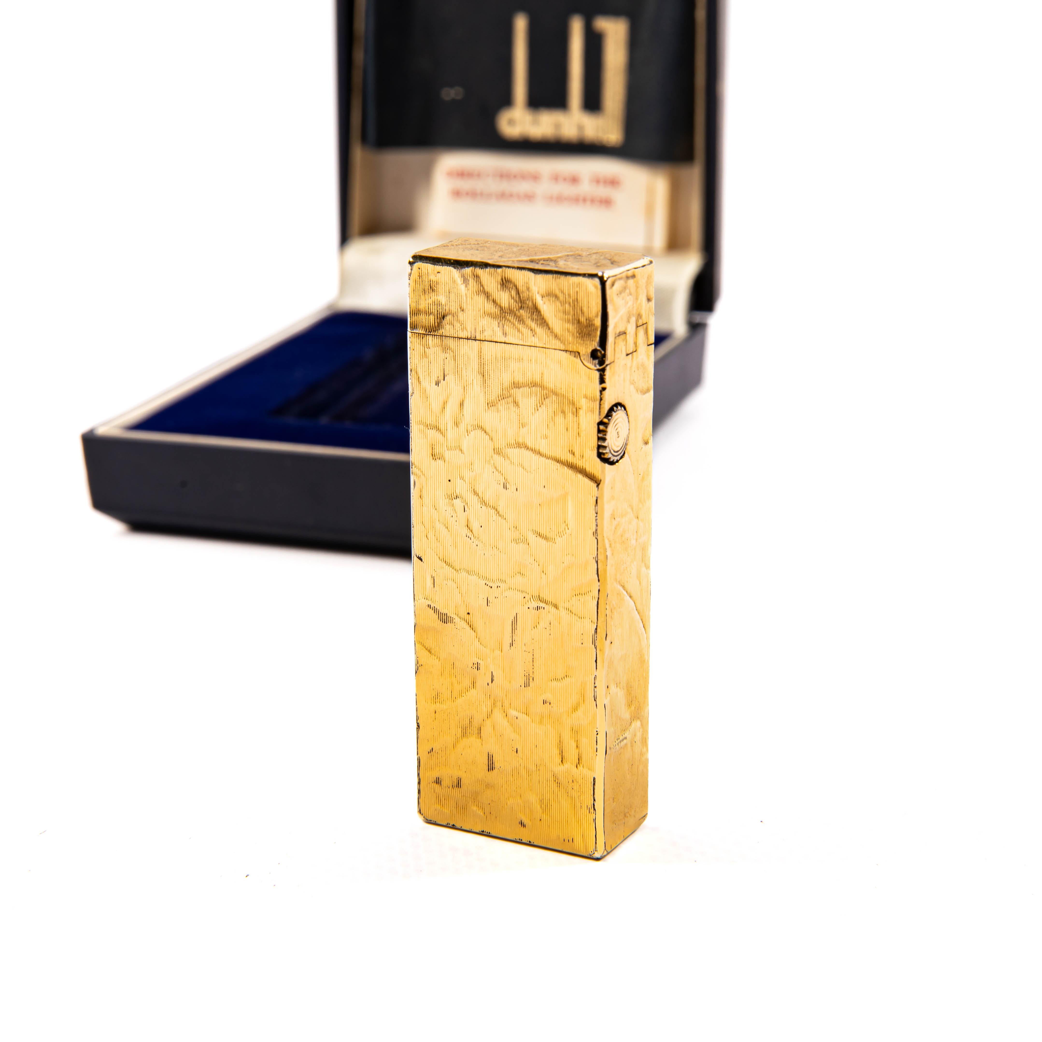 Vintage vergoldete DUNHILL Rollagas Leuchte aus Moire aus Seide, Vintage, in Karton, 1980er Jahre im Angebot 1