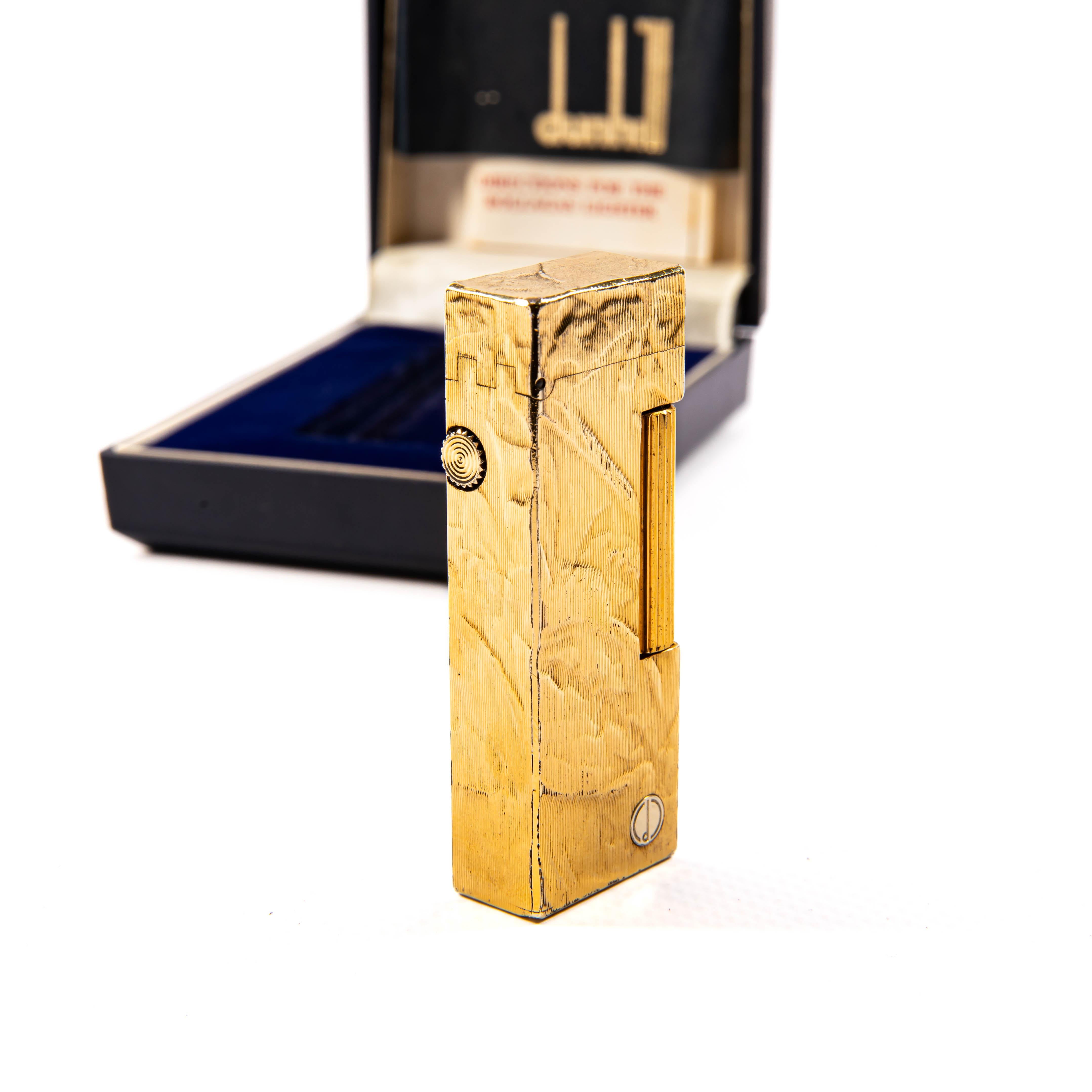 Vintage vergoldete DUNHILL Rollagas Leuchte aus Moire aus Seide, Vintage, in Karton, 1980er Jahre im Angebot 2