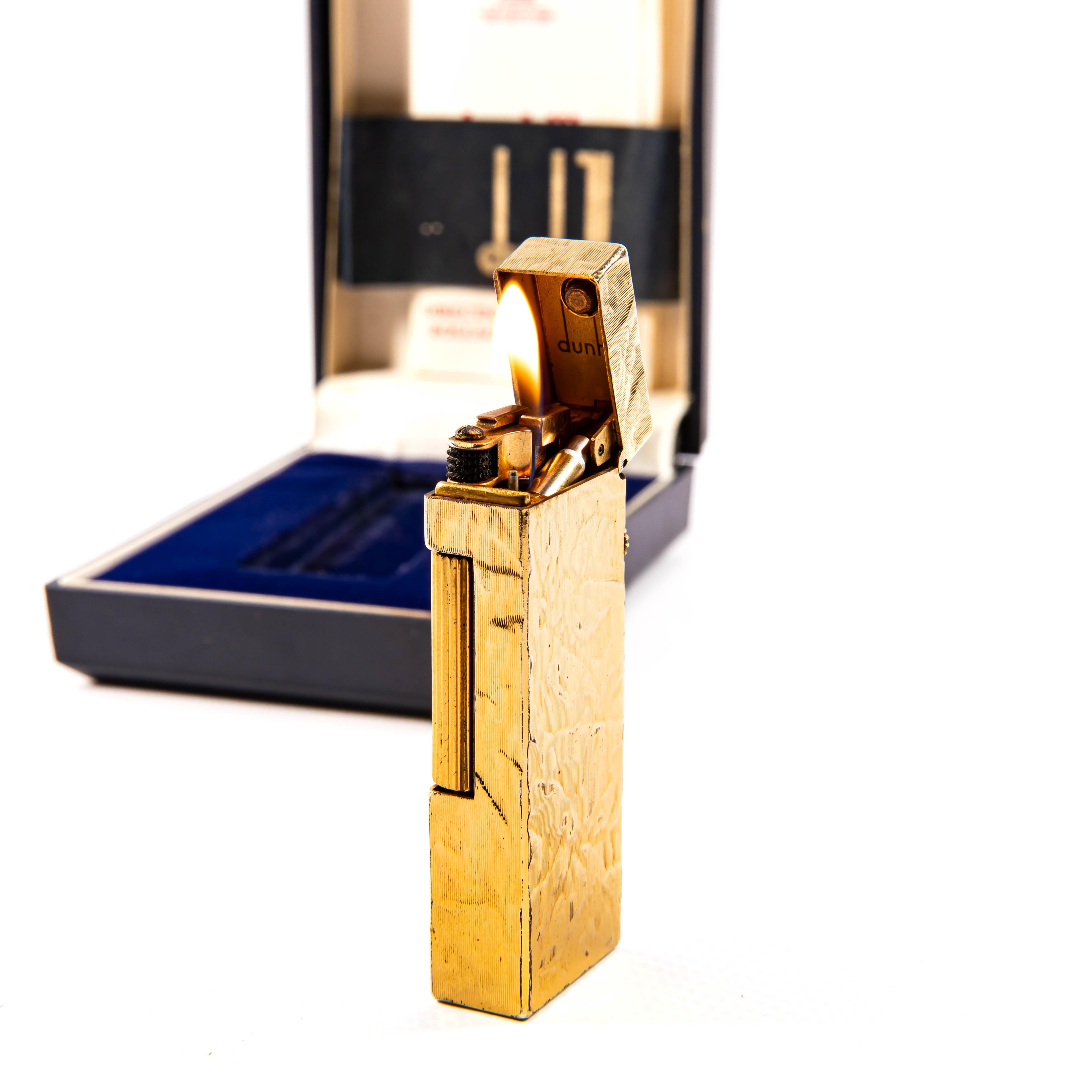 Vintage vergoldete DUNHILL Rollagas Leuchte aus Moire aus Seide, Vintage, in Karton, 1980er Jahre im Angebot 4