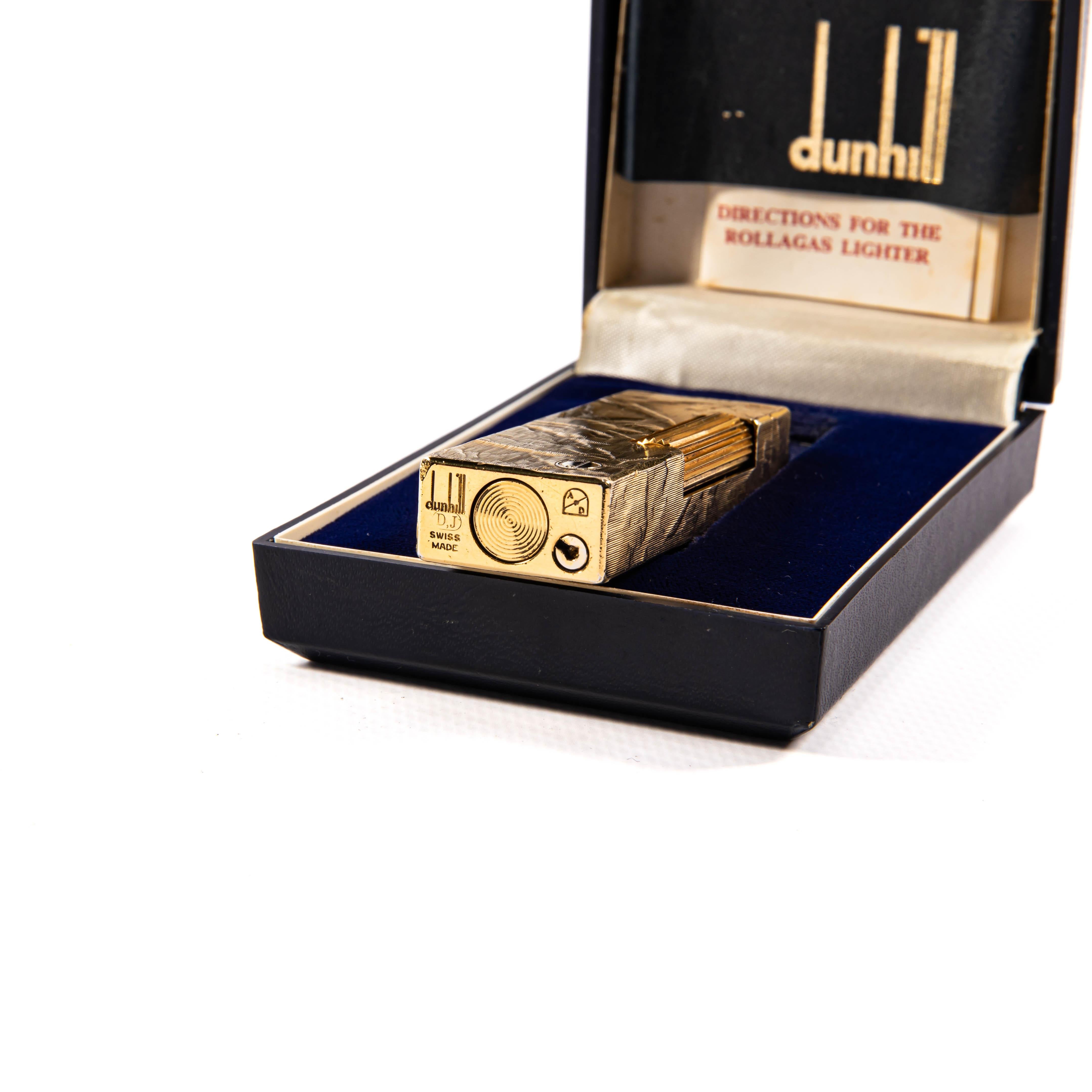 Vintage vergoldete DUNHILL Rollagas Leuchte aus Moire aus Seide, Vintage, in Karton, 1980er Jahre im Angebot 5