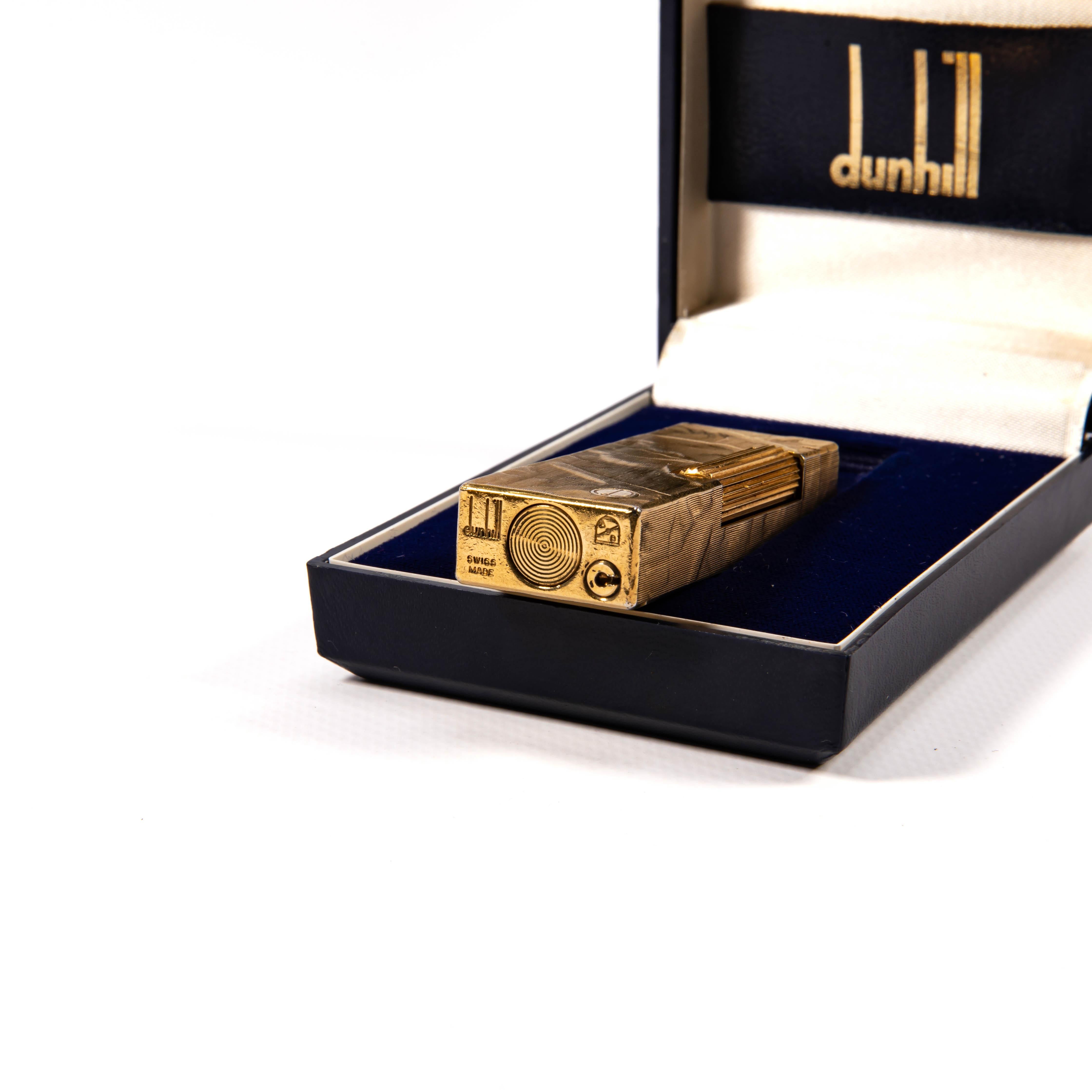 Vintage Gold Plated Dunhill Rollagas Lighter Silk Moire in Box 1986 en vente 5