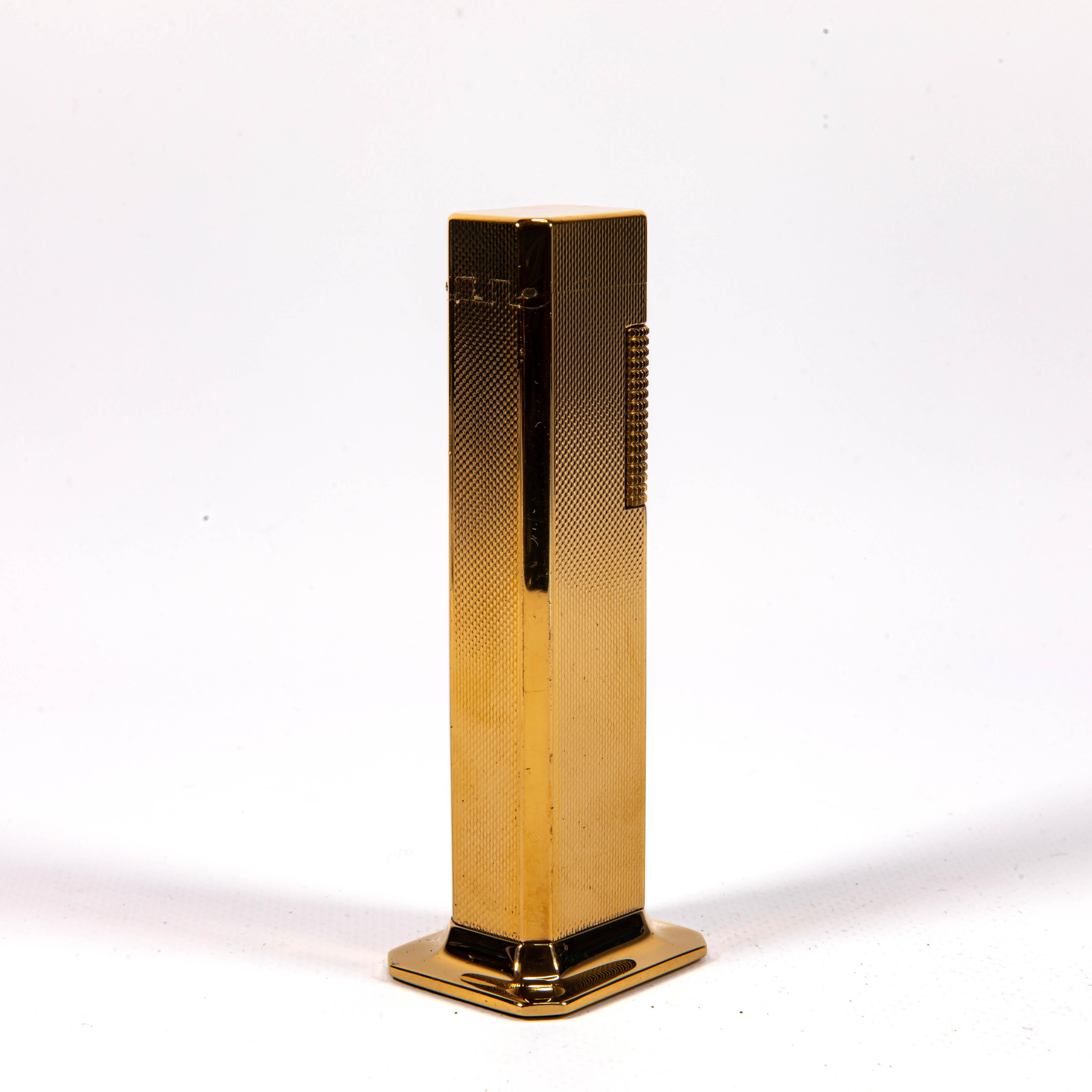 Vintage Gold Plated DUNHILL Tallboy Lighter Barley 1980s For Sale 1