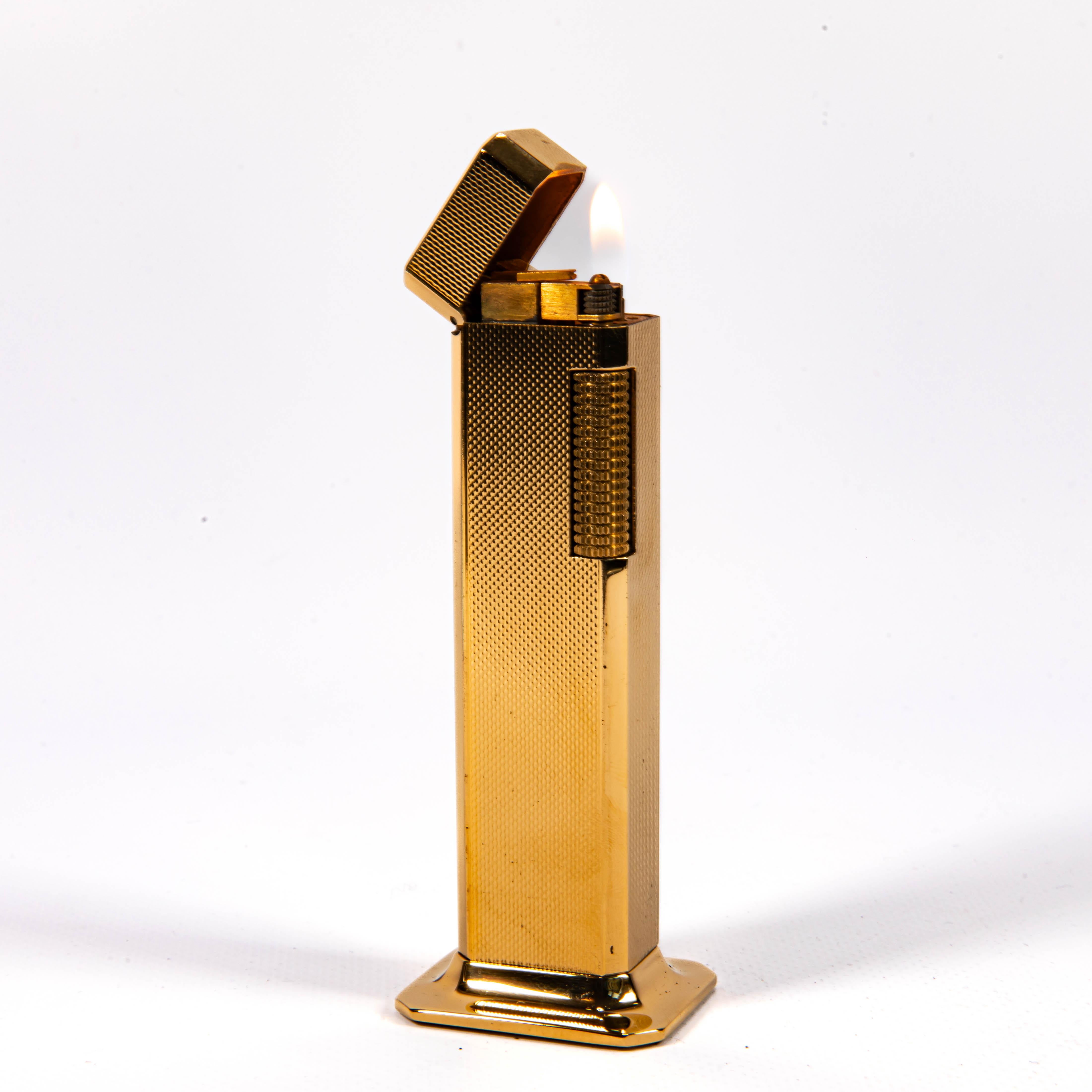 Vintage Gold Plated DUNHILL Tallboy Lighter Barley 1980s For Sale 2