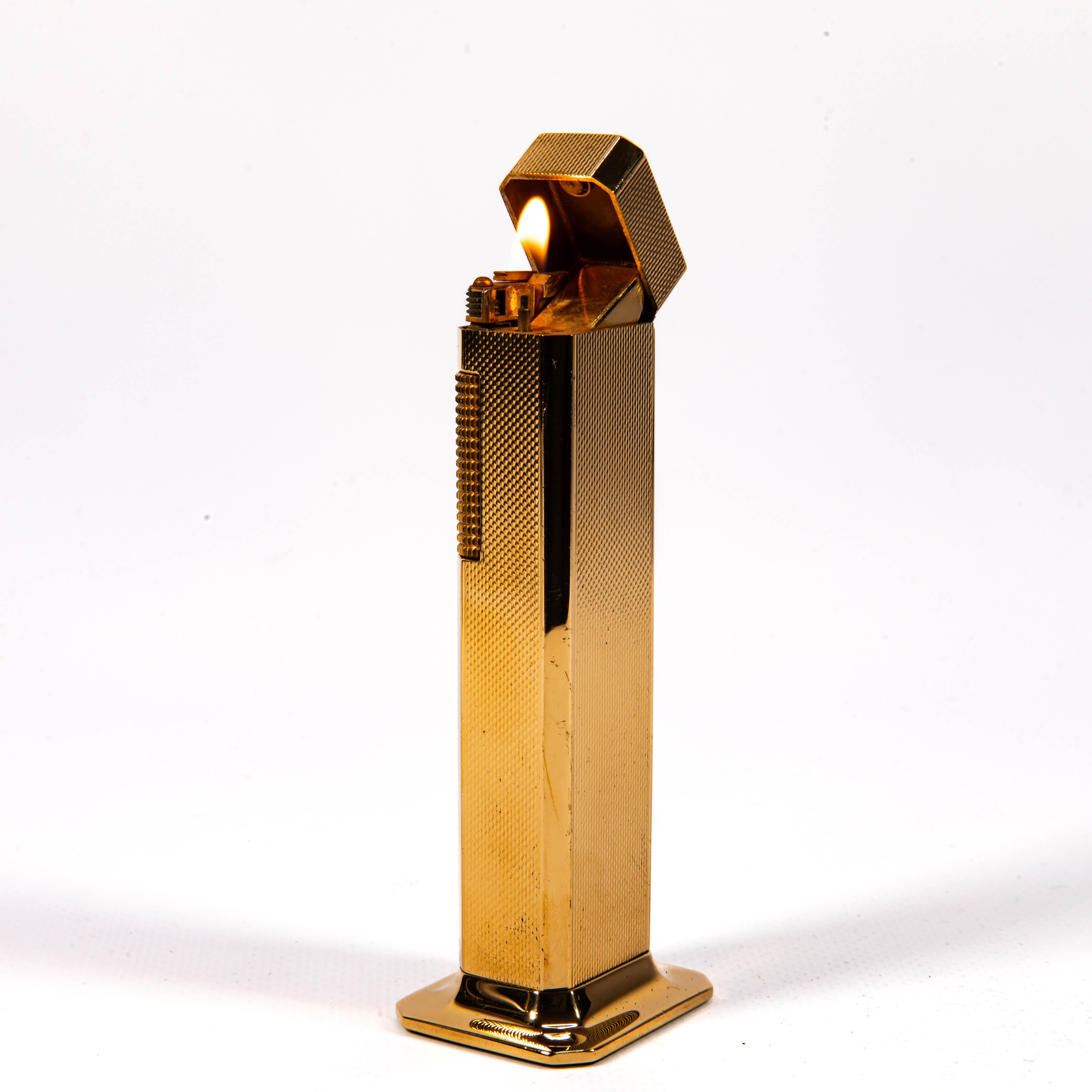 Vintage Gold Plated DUNHILL Tallboy Lighter Barley 1980s For Sale 3