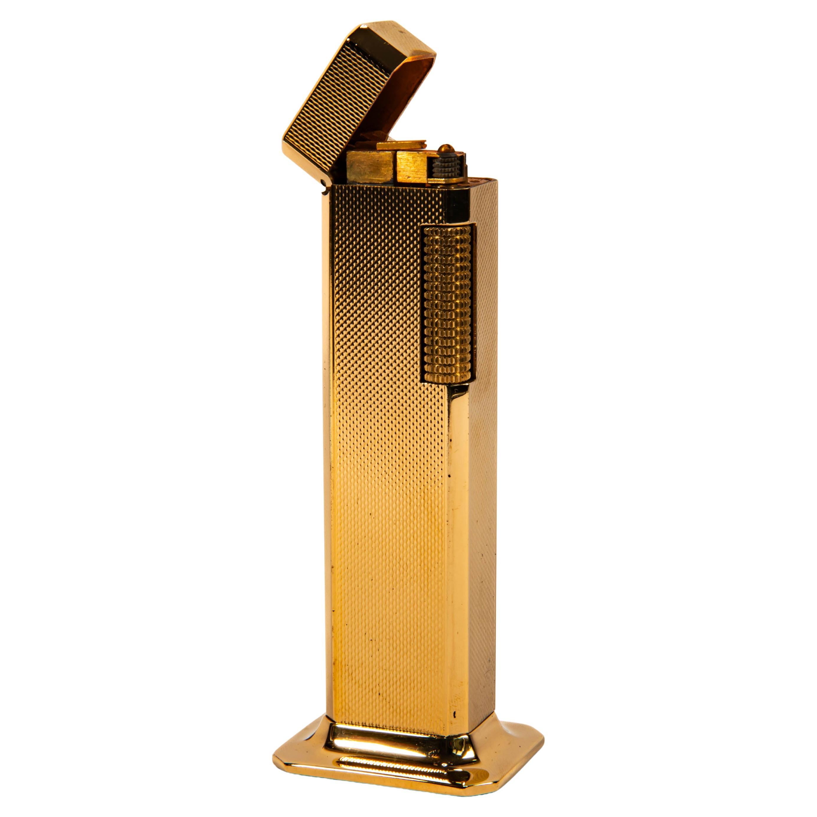 Vintage Gold Plated DUNHILL Tallboy Lighter Barley 1980s