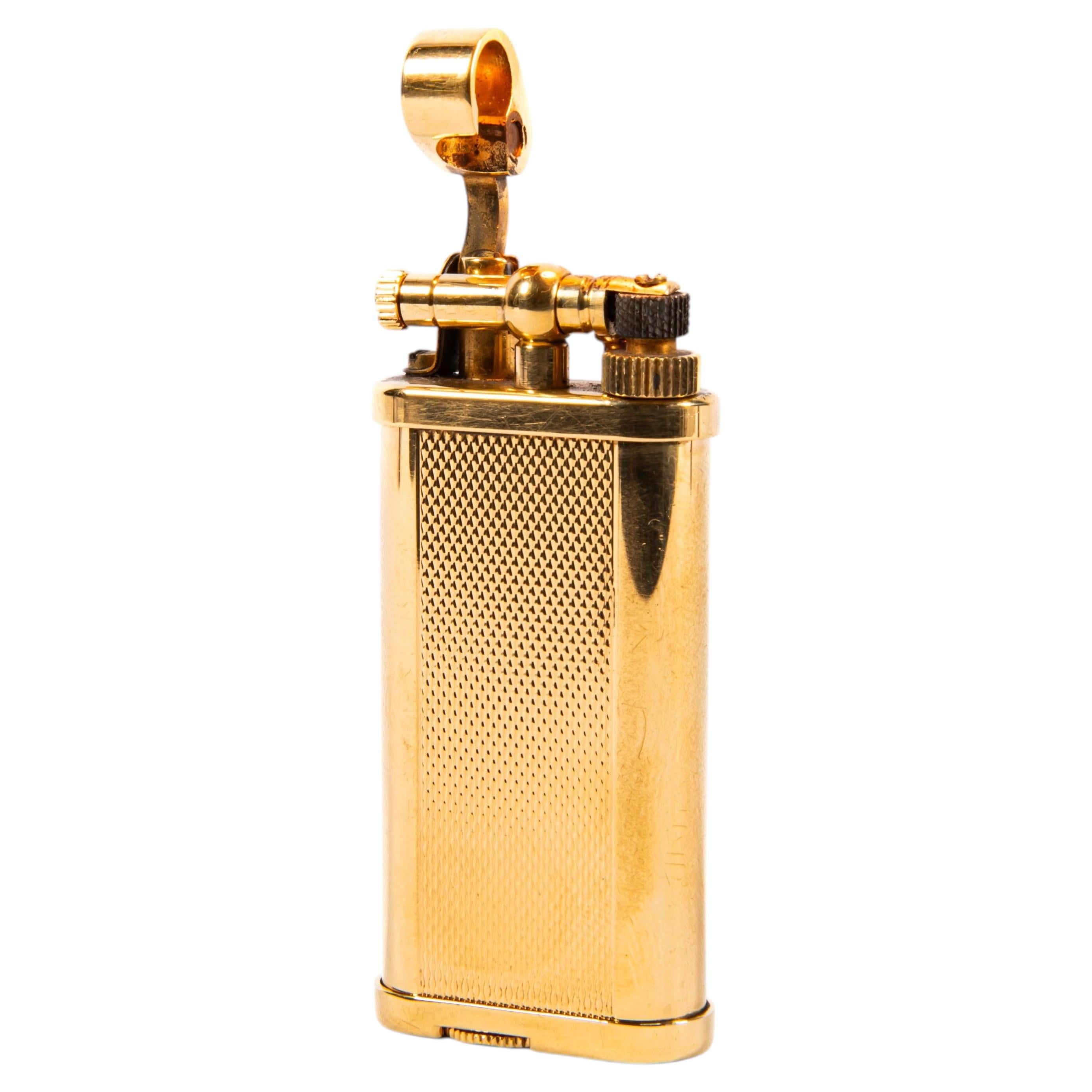 Vintage Gold Plated Dunhill Unique Lighter Fine Barley 1990s For Sale