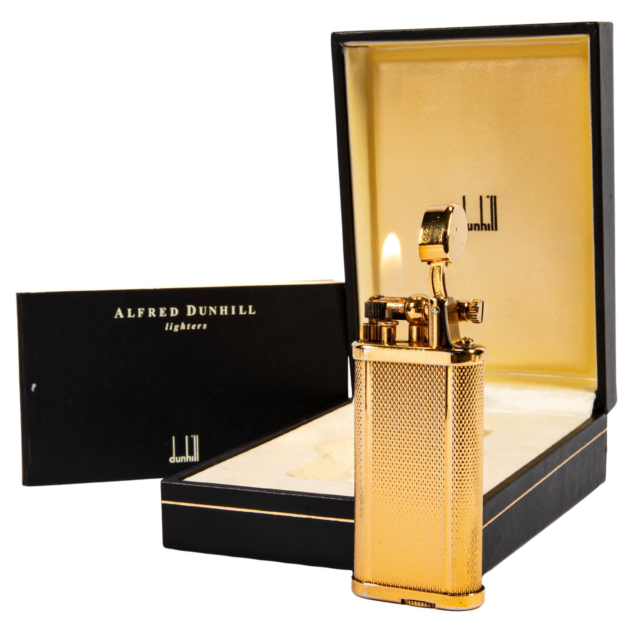 Vintage Gold Plated DUNHILL Unique Lighter in Box 1996 For Sale at