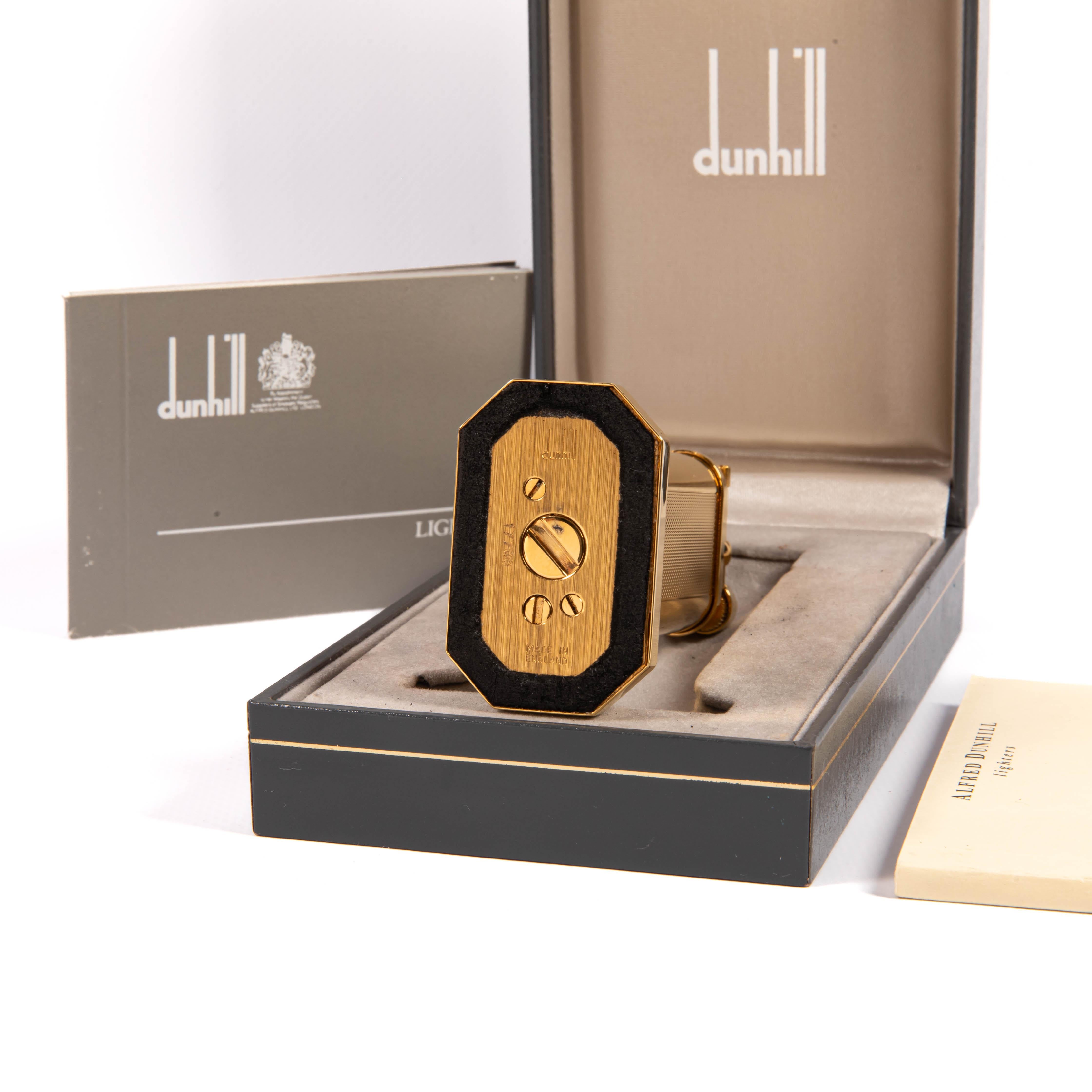 Vintage Gold Plated DUNHILL Unique Table Lighter in Box 1990s For Sale 5