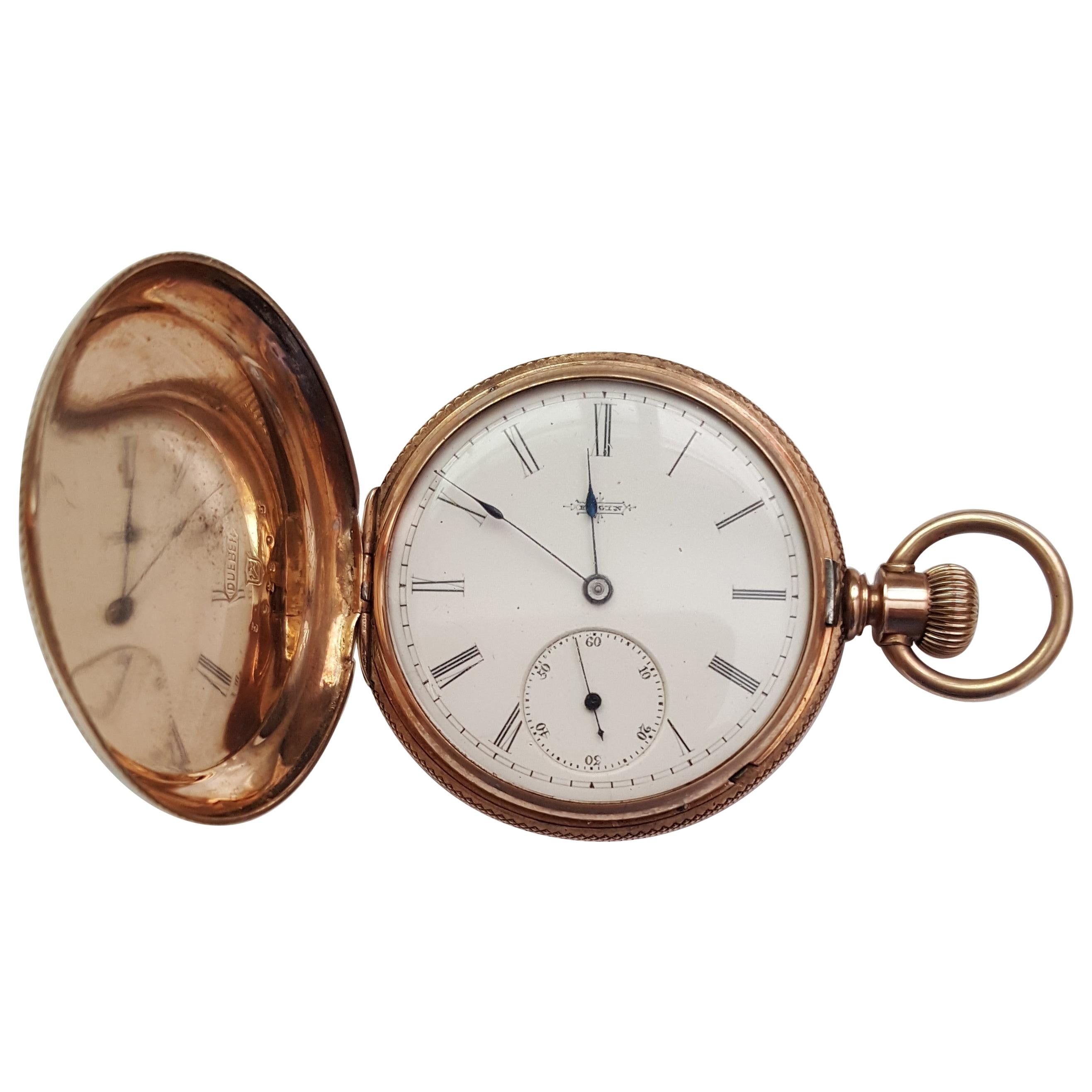 Vintage Gold-Plated Elgin Pocket Watch, Year 1883, Working, 11 Jewel