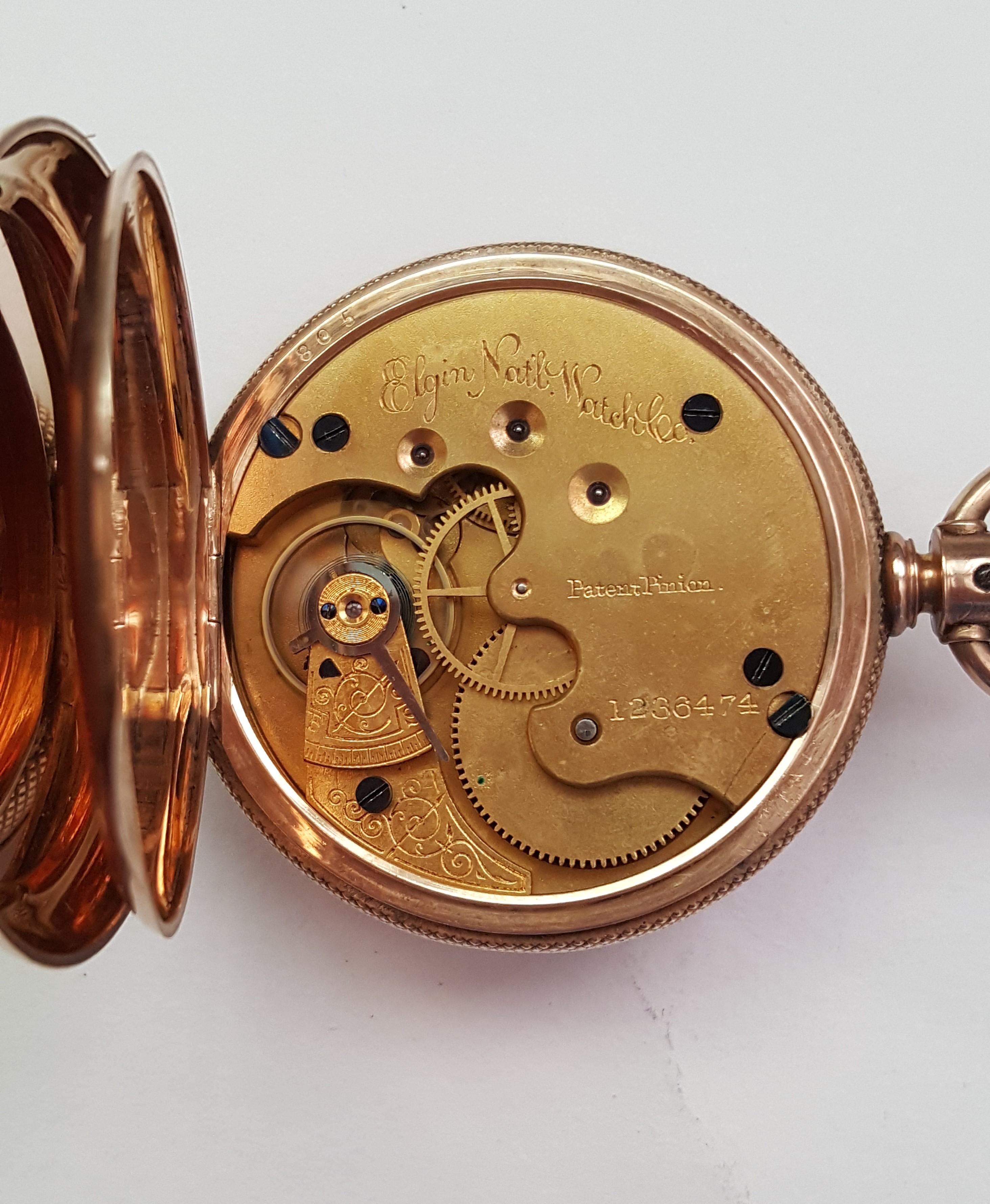 Women's or Men's Vintage Gold-Plated Elgin Pocket Watch, Year 1883, Working, 11 Jewel