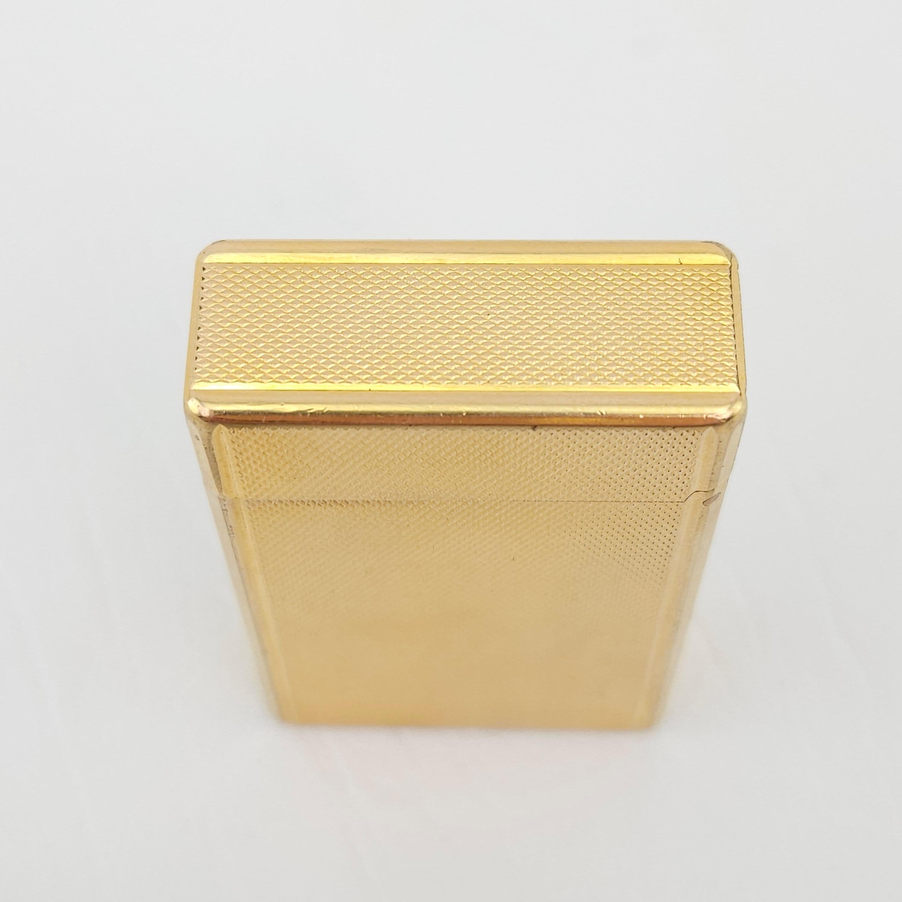 French Vintage Gold-Plated Gas Lighter By S. T. Dupont, Paris For Sale