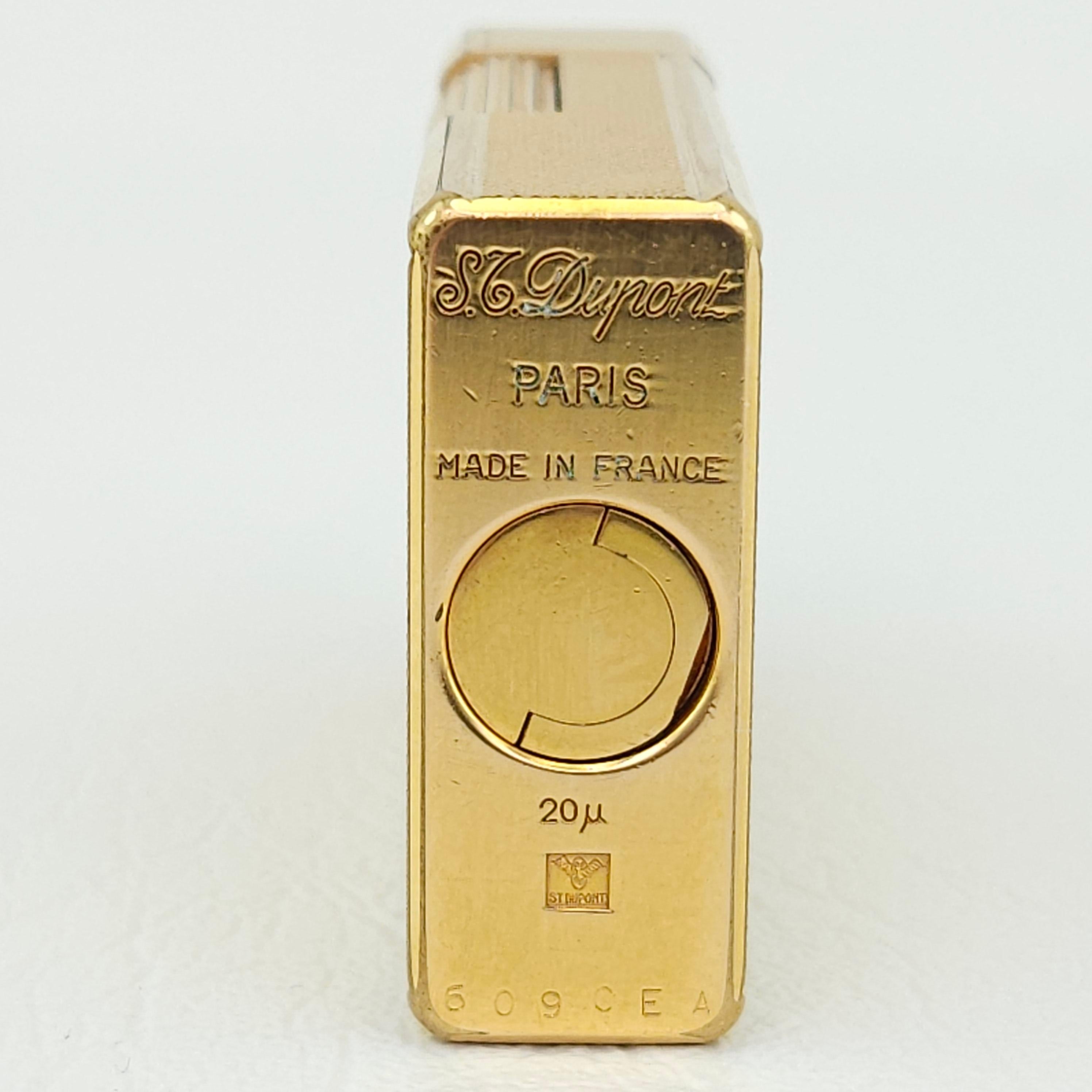 Vintage Gold-Plated Gas Lighter By S. T. Dupont, Paris For Sale 2