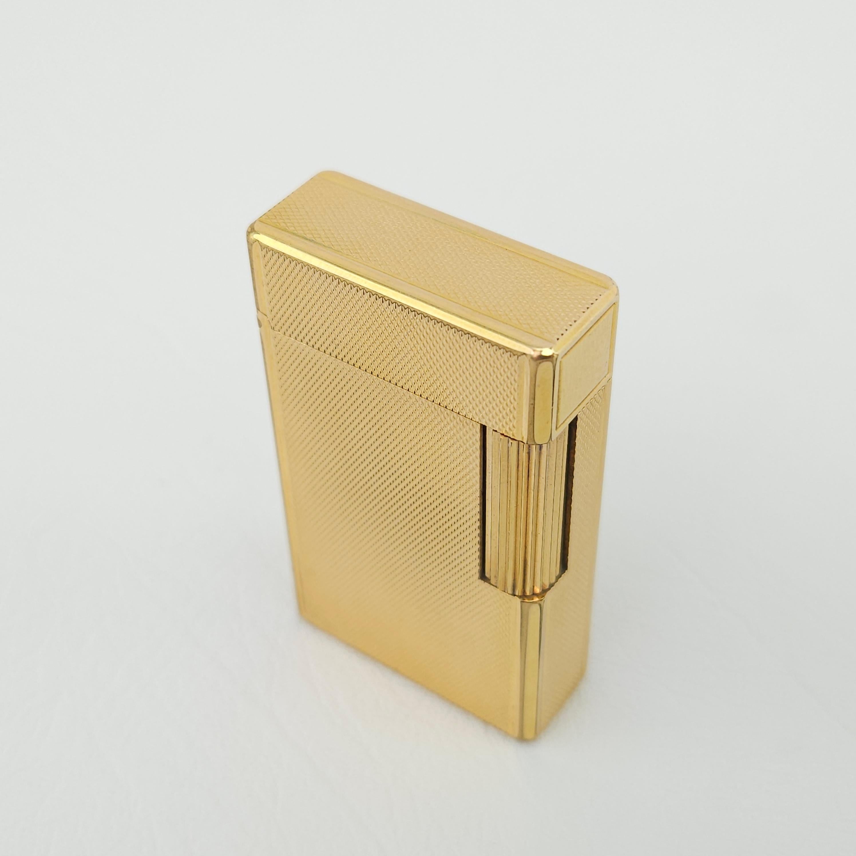 Gold Plate Vintage Gold-Plated Gas Lighter By S. T. Dupont, Paris For Sale