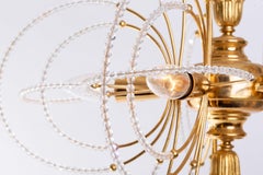 Lustre vintage en verre plaqué or, années 1970