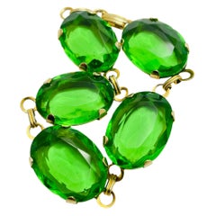 Designer-Armband aus vergoldetem grünem Glas mit Gliedern