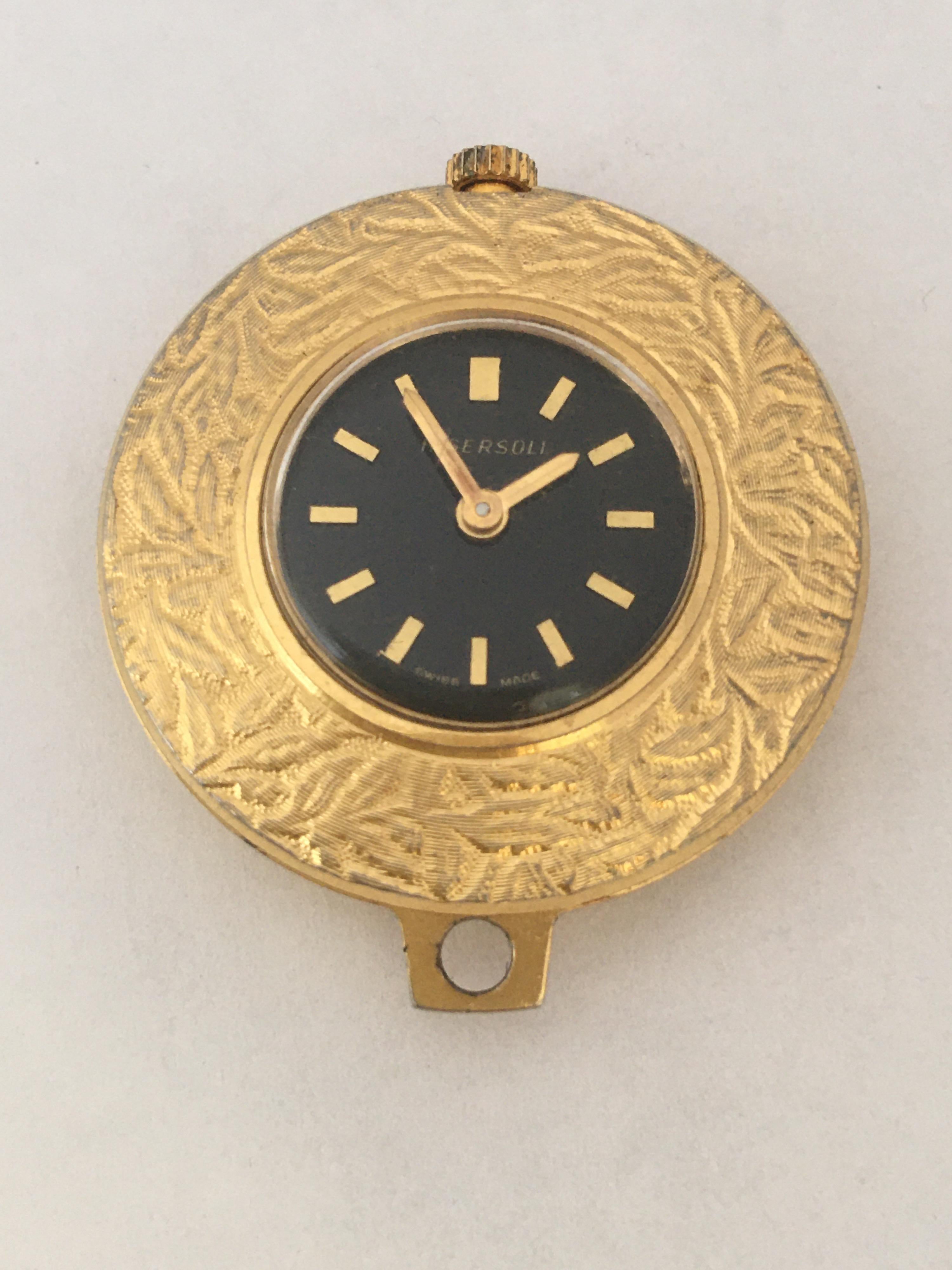 Vintage Gold-Plated Ingersoll Manual Winding Pendant Watch 3
