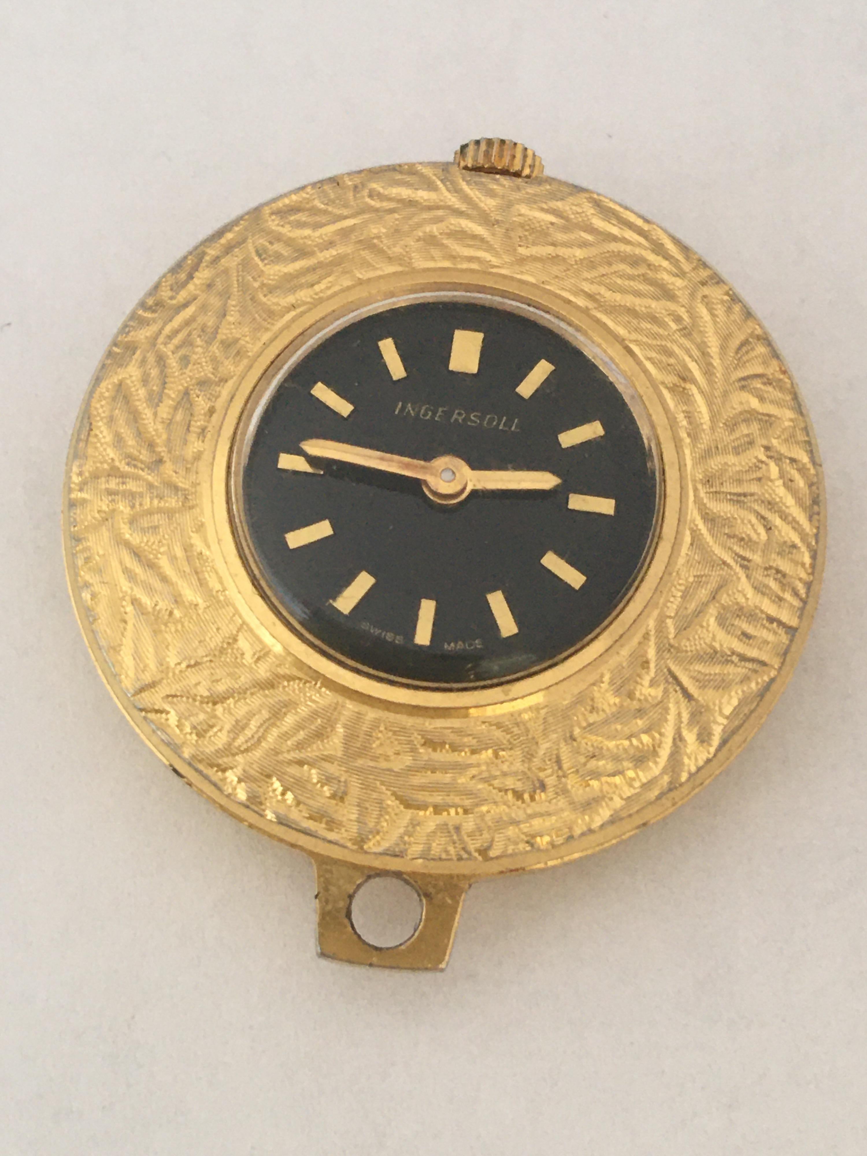 Vintage Gold-Plated Ingersoll Manual Winding Pendant Watch In Fair Condition In Carlisle, GB