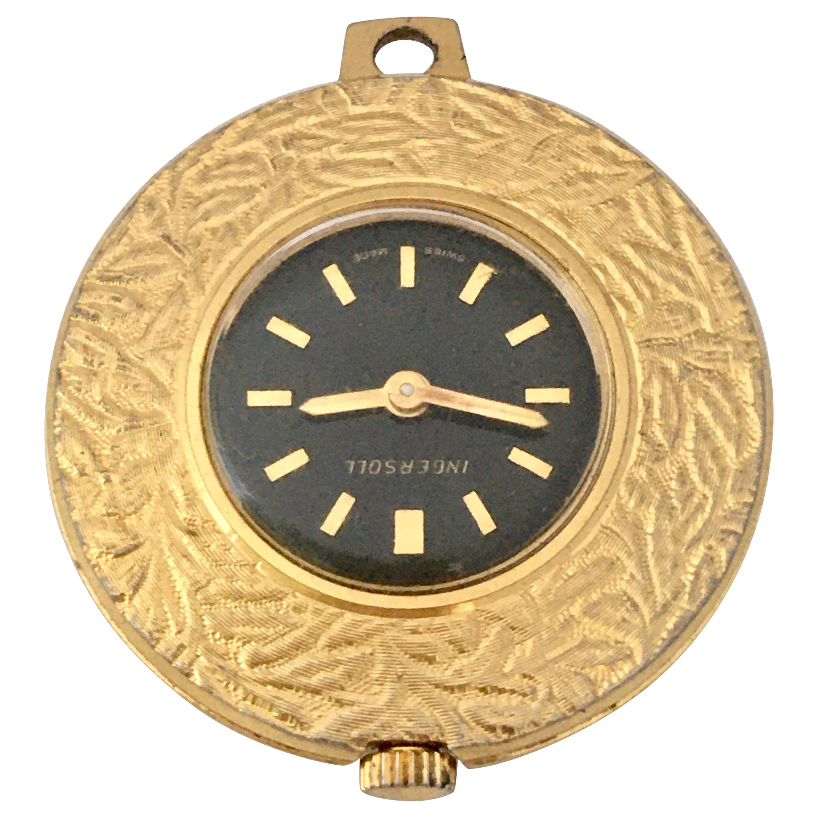 Vintage Gold-Plated Ingersoll Manual Winding Pendant Watch