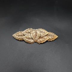 Vintage Gold-Plated Leaf Cluster Brooch - Elegant 7 Leaf Design, 20th Century