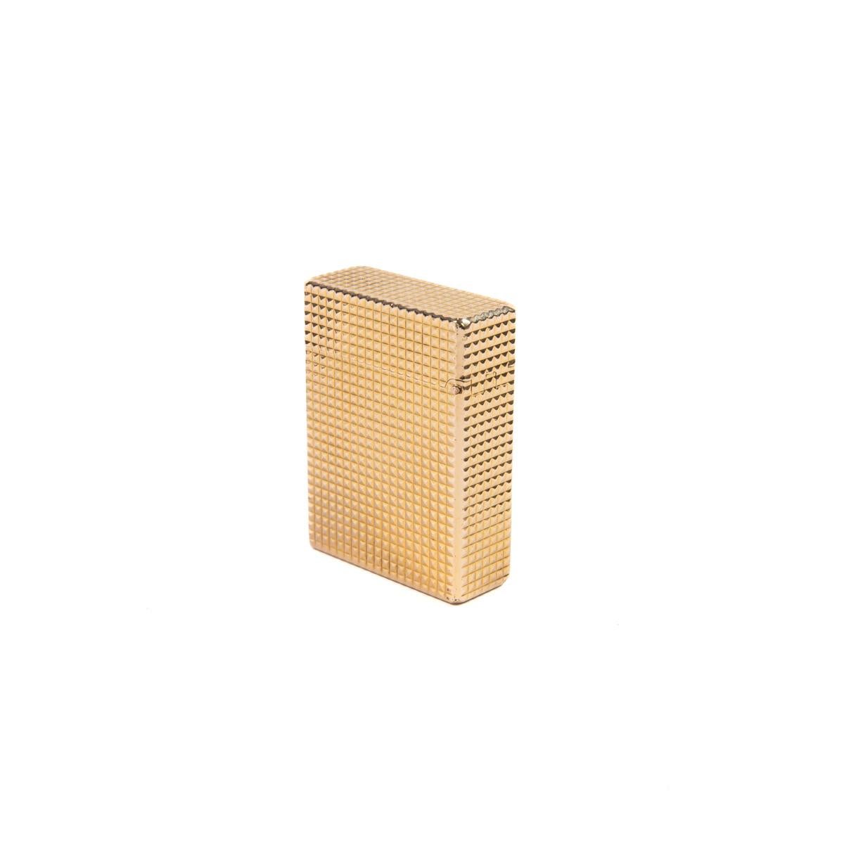 Women's or Men's Vintage Gold Plated Ligne 1 ST Dupont Lighter small diamond cut 1970s