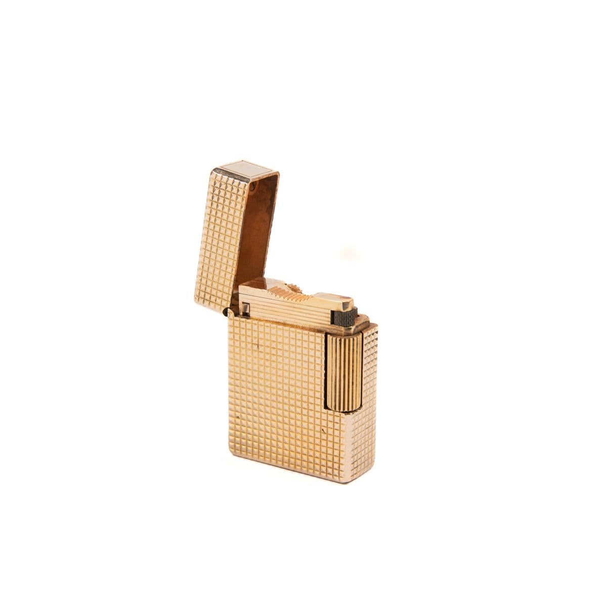 Vintage Gold Plated Ligne 1 ST Dupont Lighter small diamond cut 1970s 2