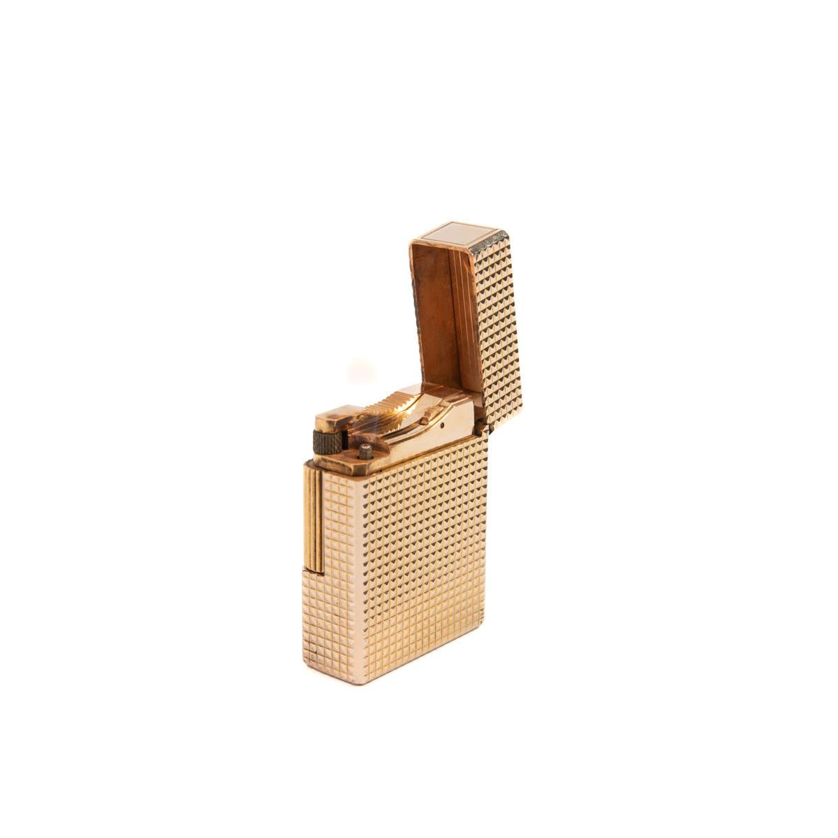 Vintage Gold Plated Ligne 1 ST Dupont Lighter small diamond cut 1970s 3