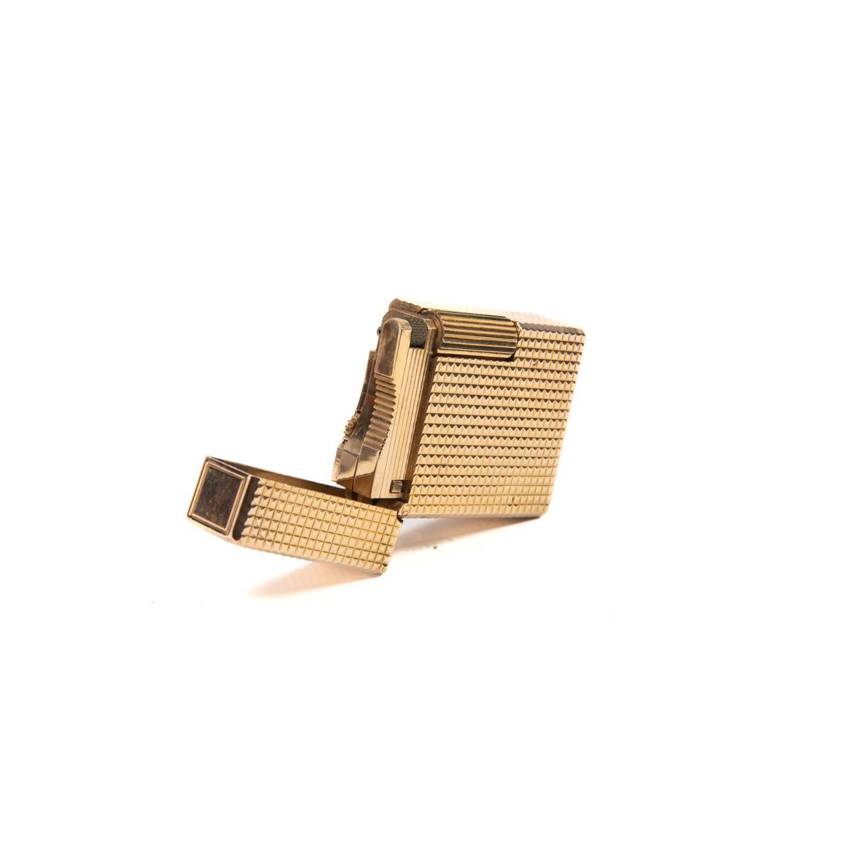 Vintage Gold Plated Ligne 1 ST Dupont Lighter small diamond cut 1970s 4