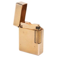 Vintage Gold Plated Ligne 1 ST Dupont Lighter small diamond cut 1970s