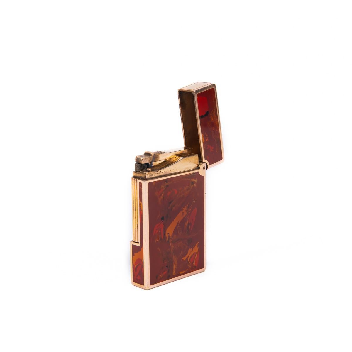 Women's or Men's Vintage Gold Plated Ligne 2 ST Dupont Lighter ABSTRACT ART 1990S