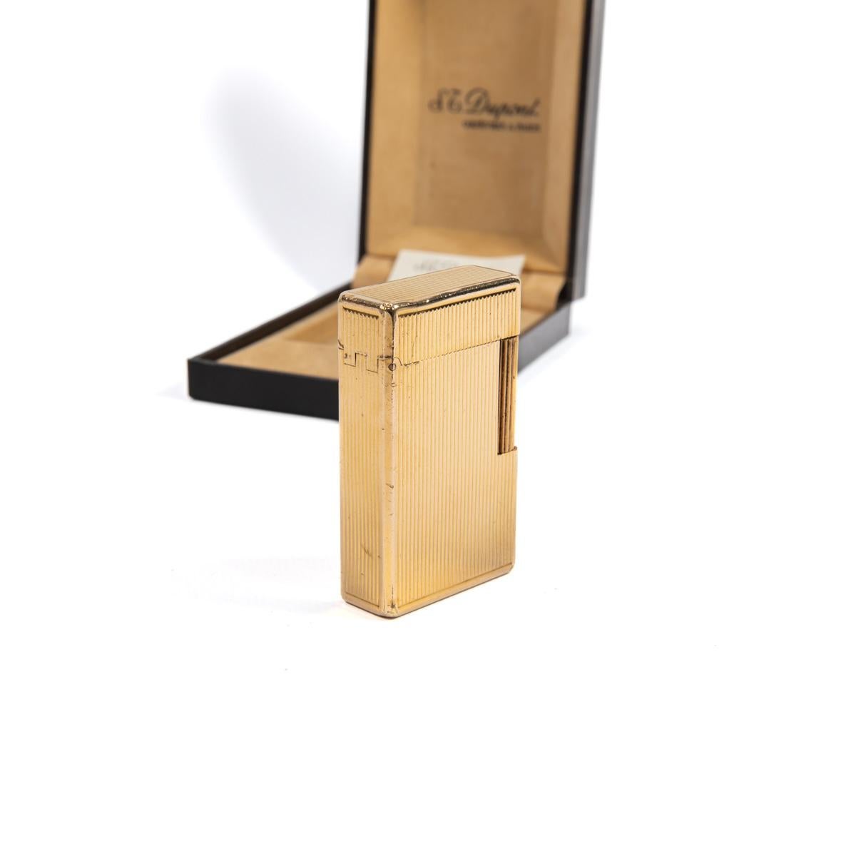 Women's or Men's Vintage Gold Plated Linge 1 BS ST Dupont Lighter 1970s In Box