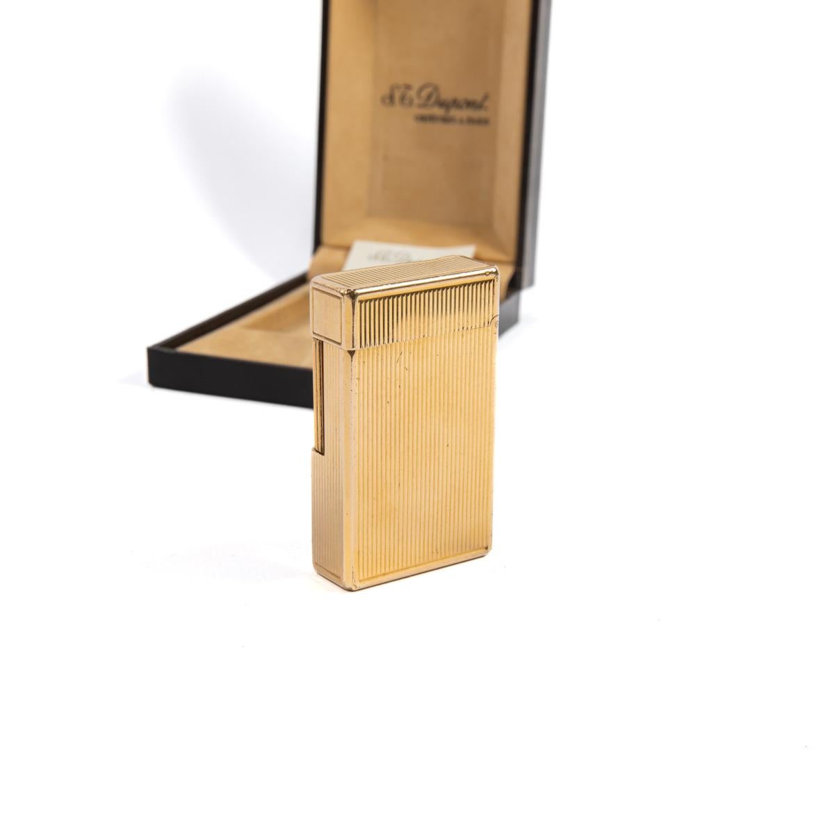 Vintage Gold Plated Linge 1 BS ST Dupont Lighter 1970s In Box 2