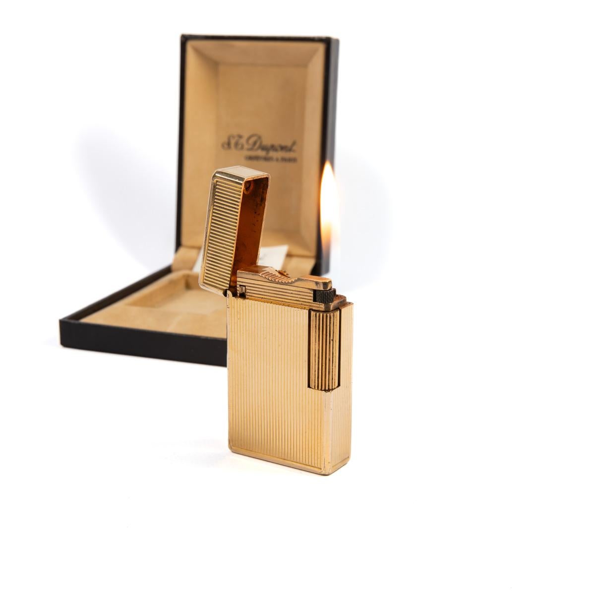Vintage Gold Plated Linge 1 BS ST Dupont Lighter 1970s In Box 3