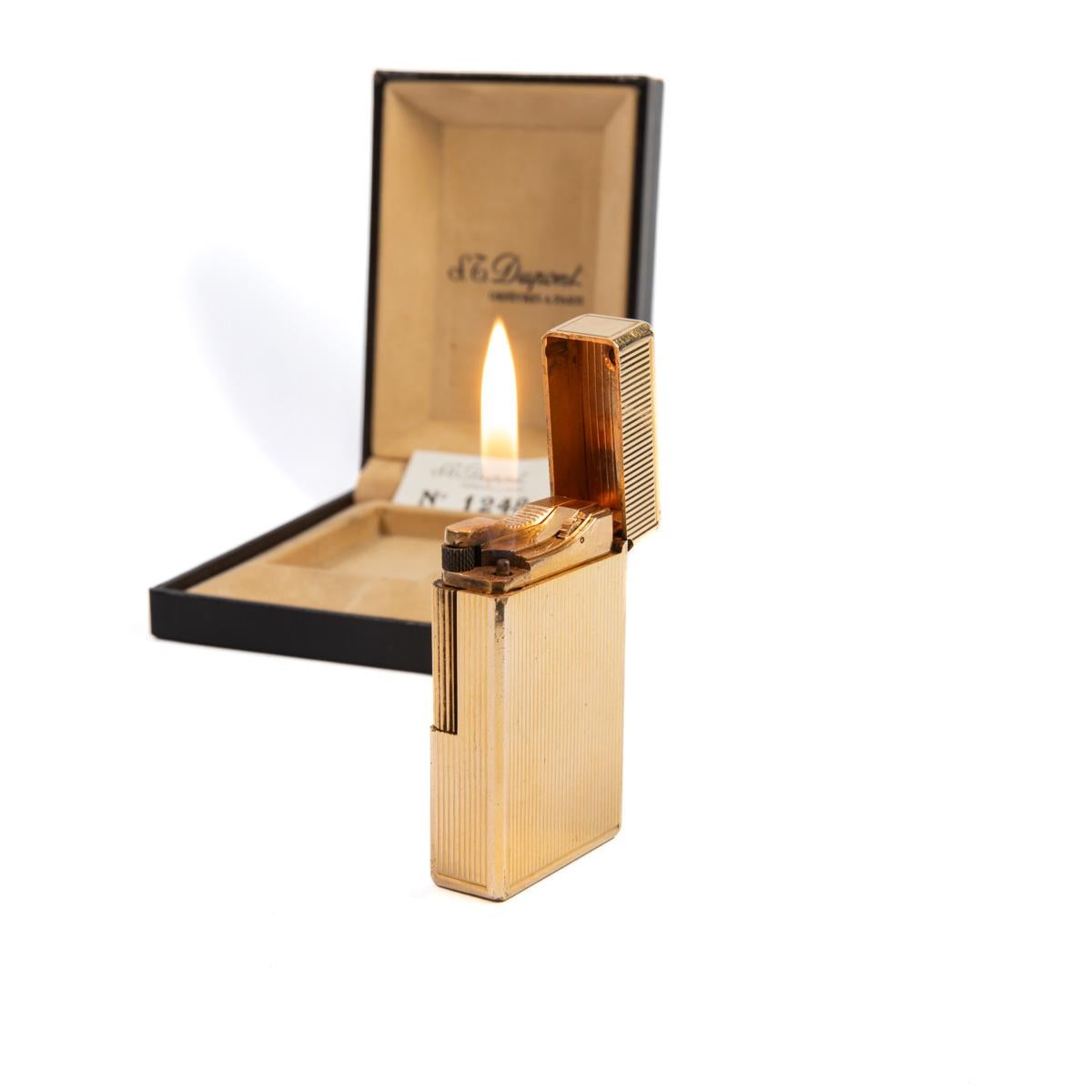 Vintage Gold Plated Linge 1 BS ST Dupont Lighter 1970s In Box 4