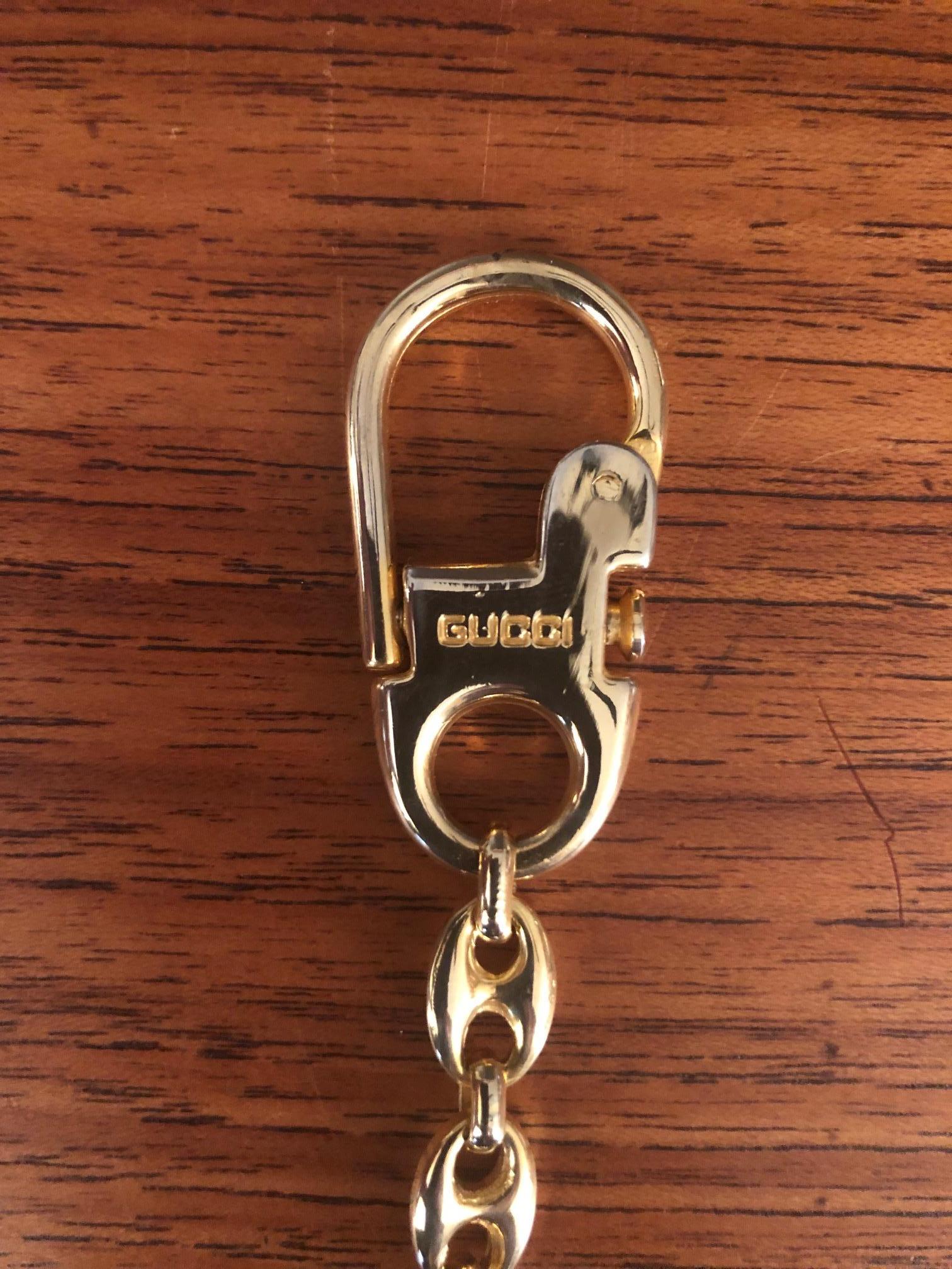 Italian Vintage Gold-Plated Logo Keychain by Gucci