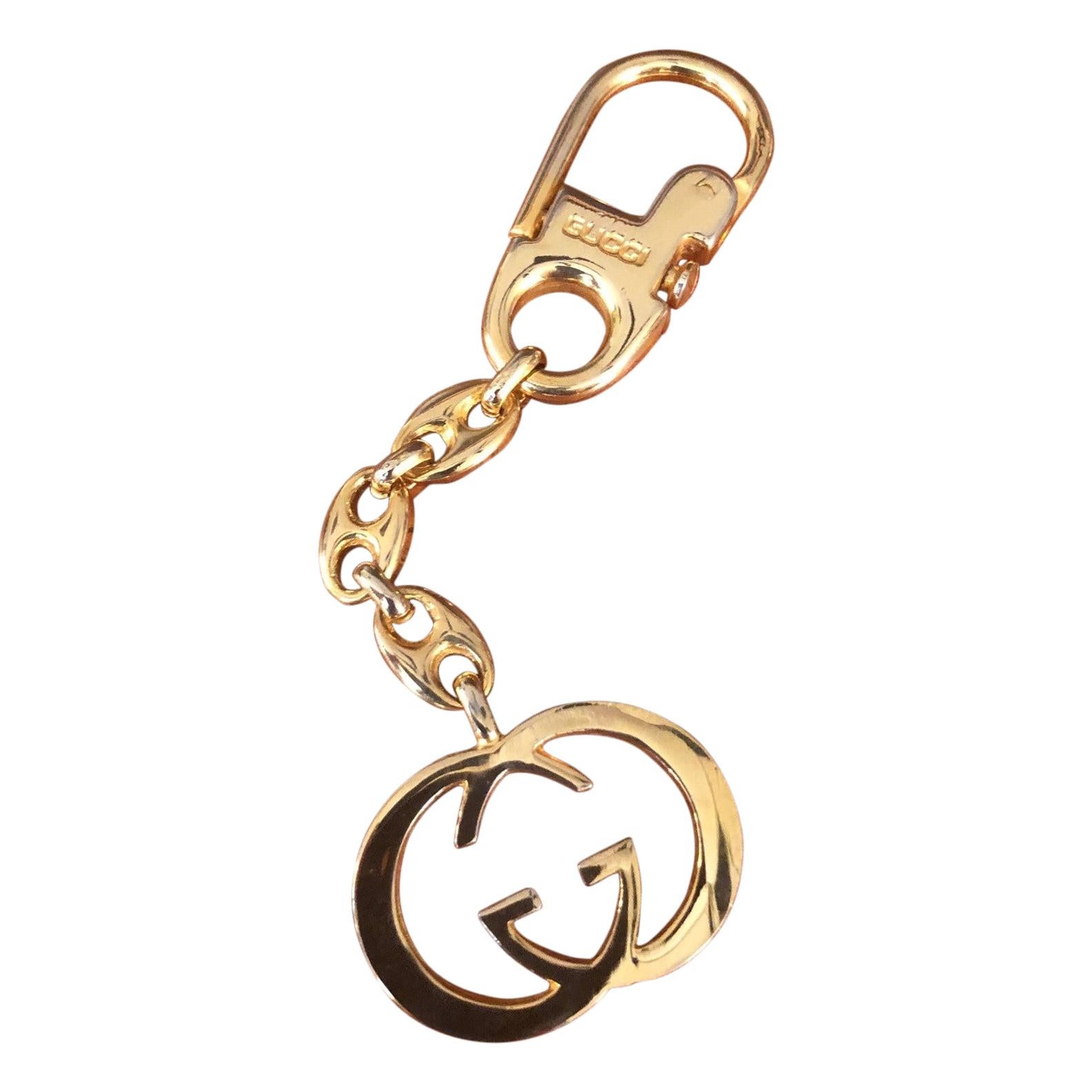 Vintage Gold-Plated Logo Keychain by Gucci at 1stDibs | gucci keychain ...