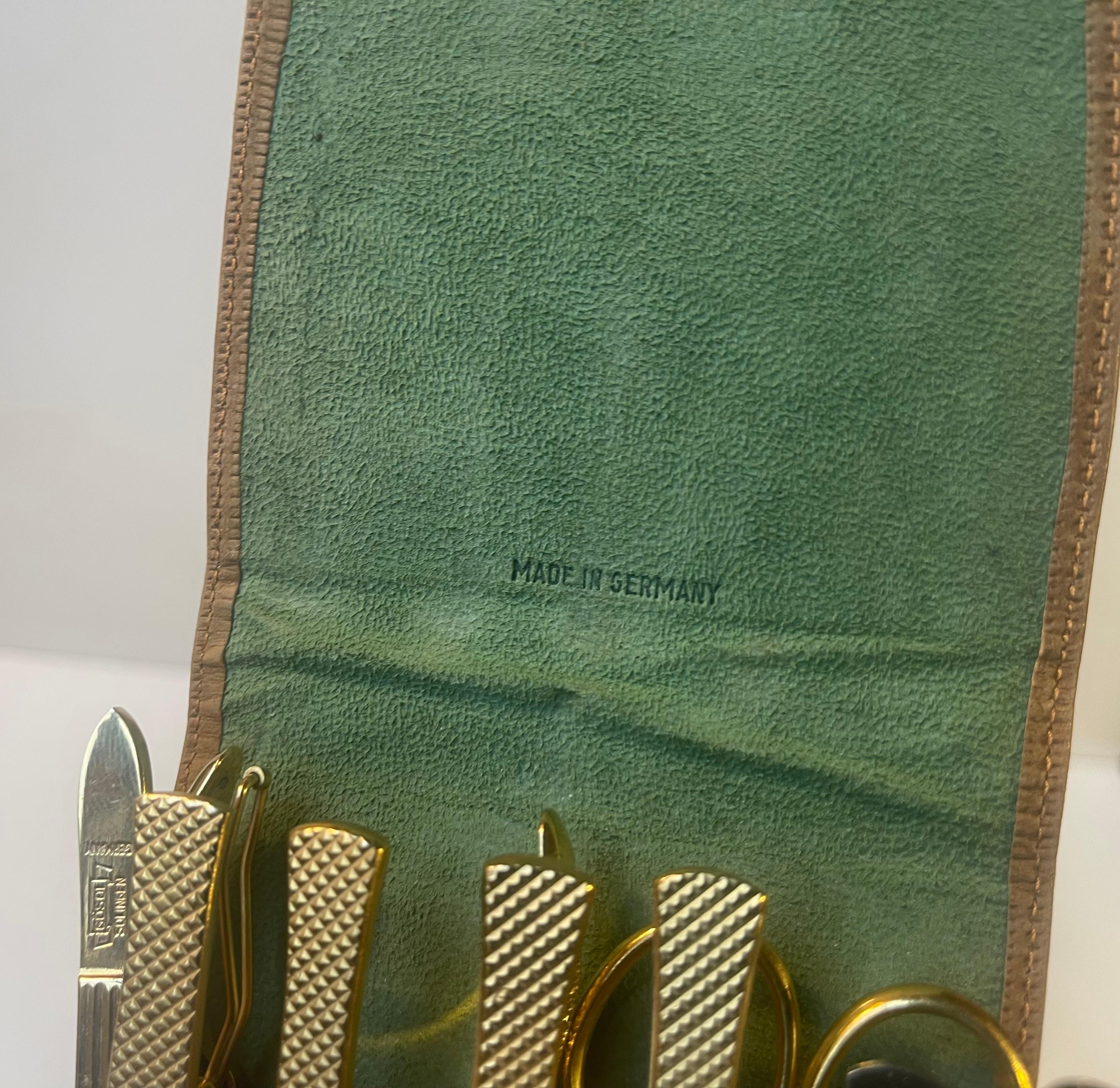 Late 20th Century Vintage Gold Plated Manicure Set by Gosol Sollingen, Germany 1970s For Sale