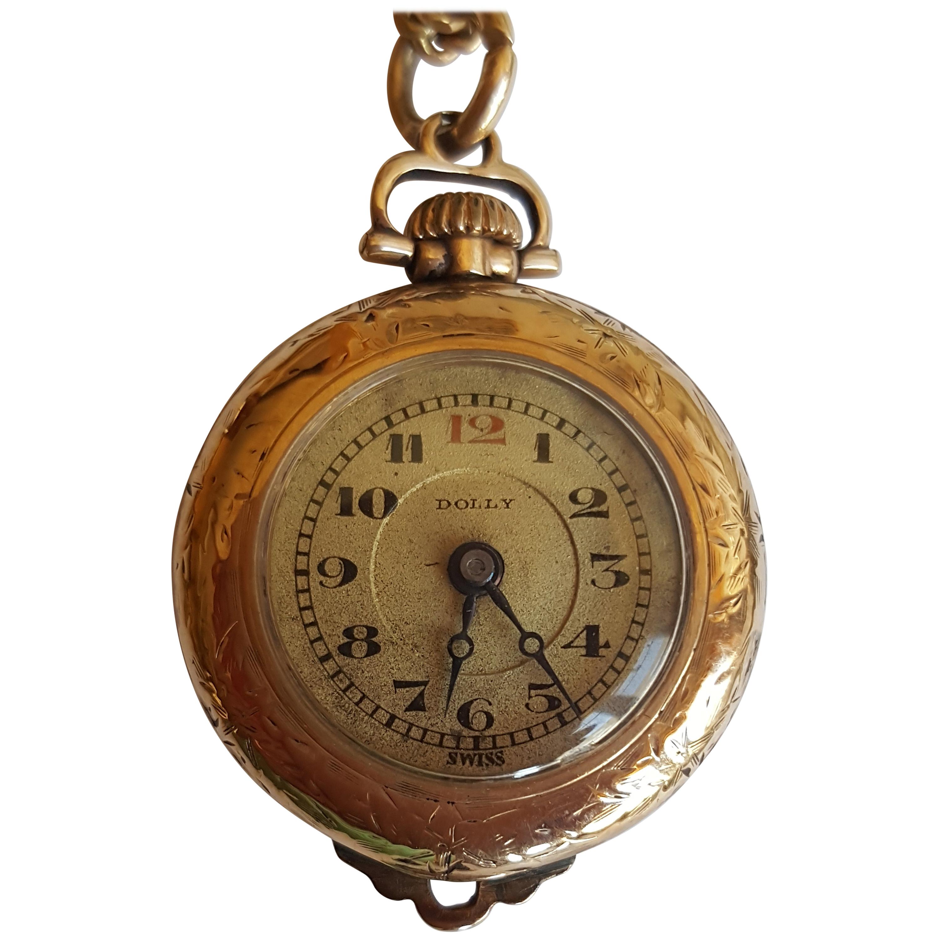 Vintage Gold Plated Pendant Watch Dolly Brand Working 15 Jewel at 1stDibs dolly watch dollywatch villereuse watch
