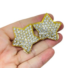 Vintage-Clip-Ohrringe im Designer-Stil mit vergoldeten Strass-Sternen