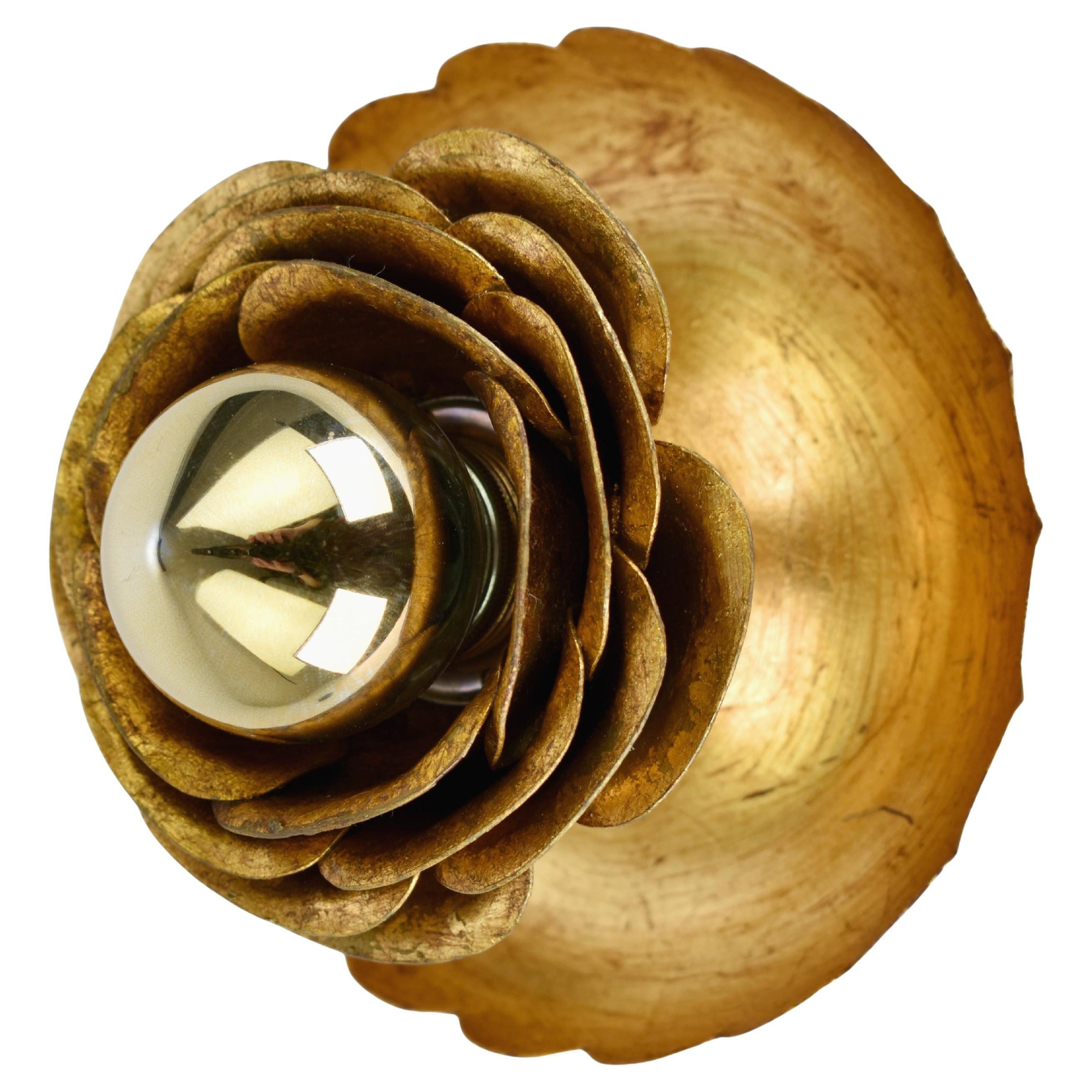 Vintage Gold Plated Rosette Wall Sconce by Banci Firenze For Sale