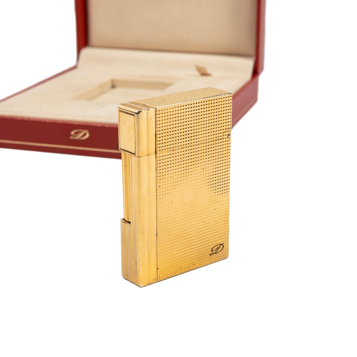 Women's or Men's Vintage Gold Plated ST Dupont Gatsby Lighter 1990s In Box